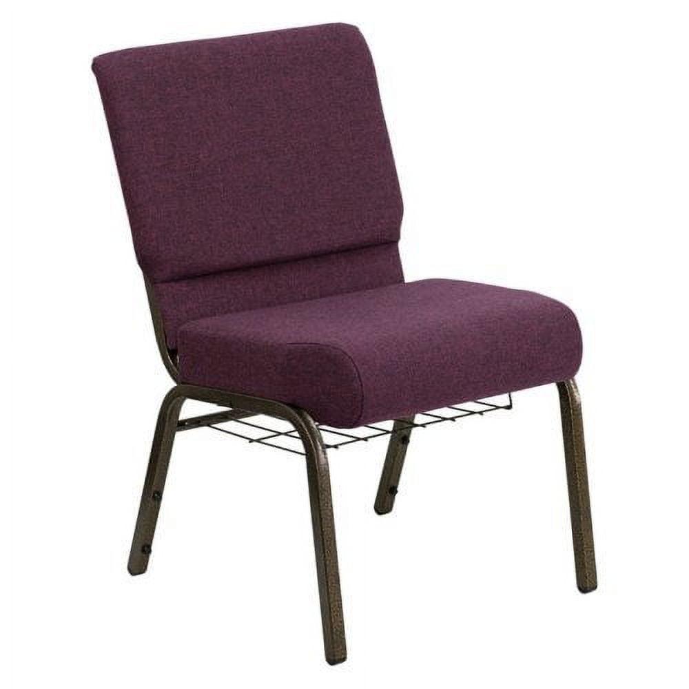 Royal Purple Fabric & Gold Metal Stackable Reception Chair