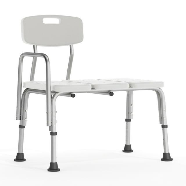 Flash Furniture DC-HY3510L-WH-GG Phoebe Aluminum Height Adjustable Medical Shower Transfer Bench