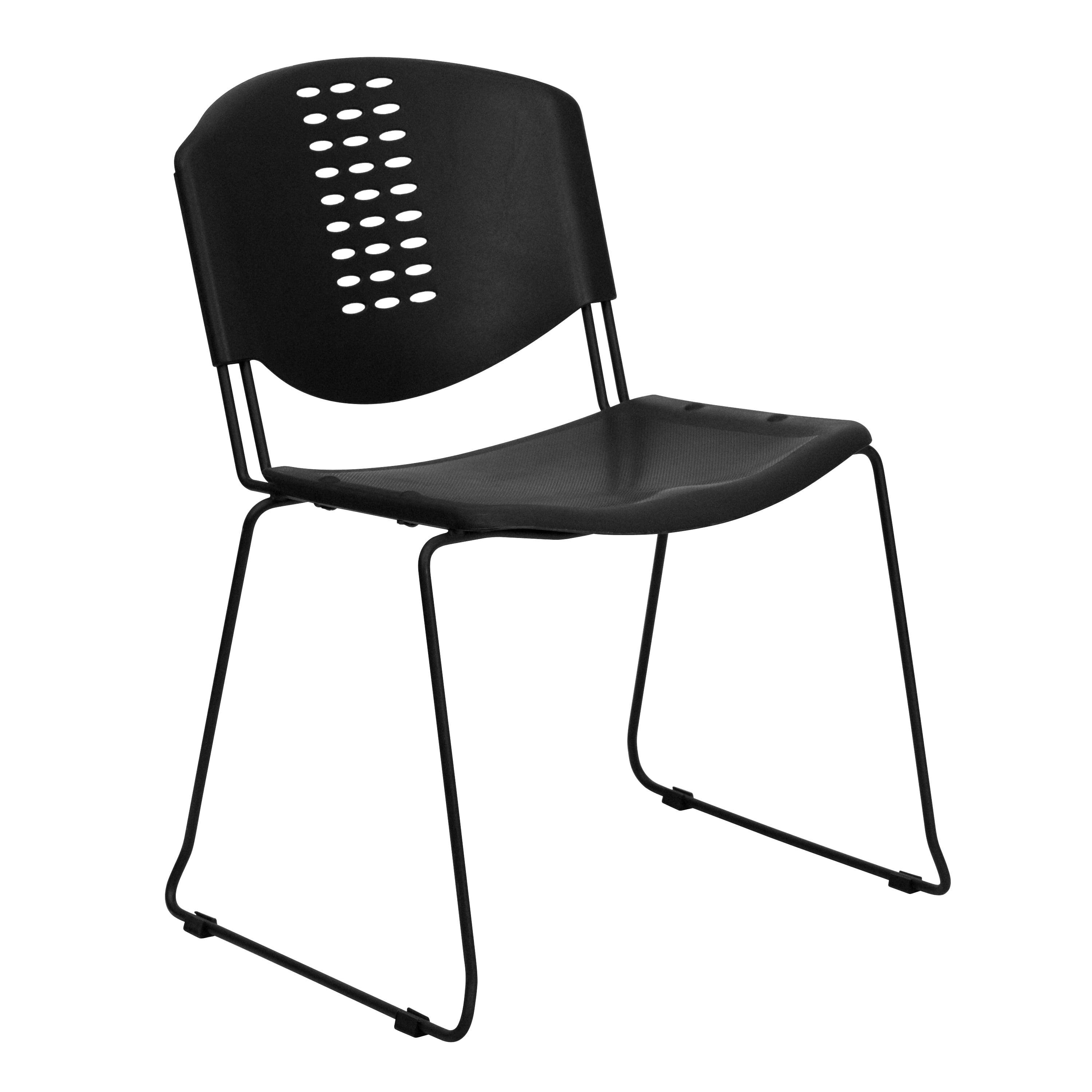 Hercules 400 lb. Capacity Black Polypropylene Stack Chair