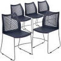 Flash Furniture HERCULES Series 5 Pack 661 lb. Capacity Navy Stack Chair with Air-Vent Back and Gray Powder Coated Sled Base