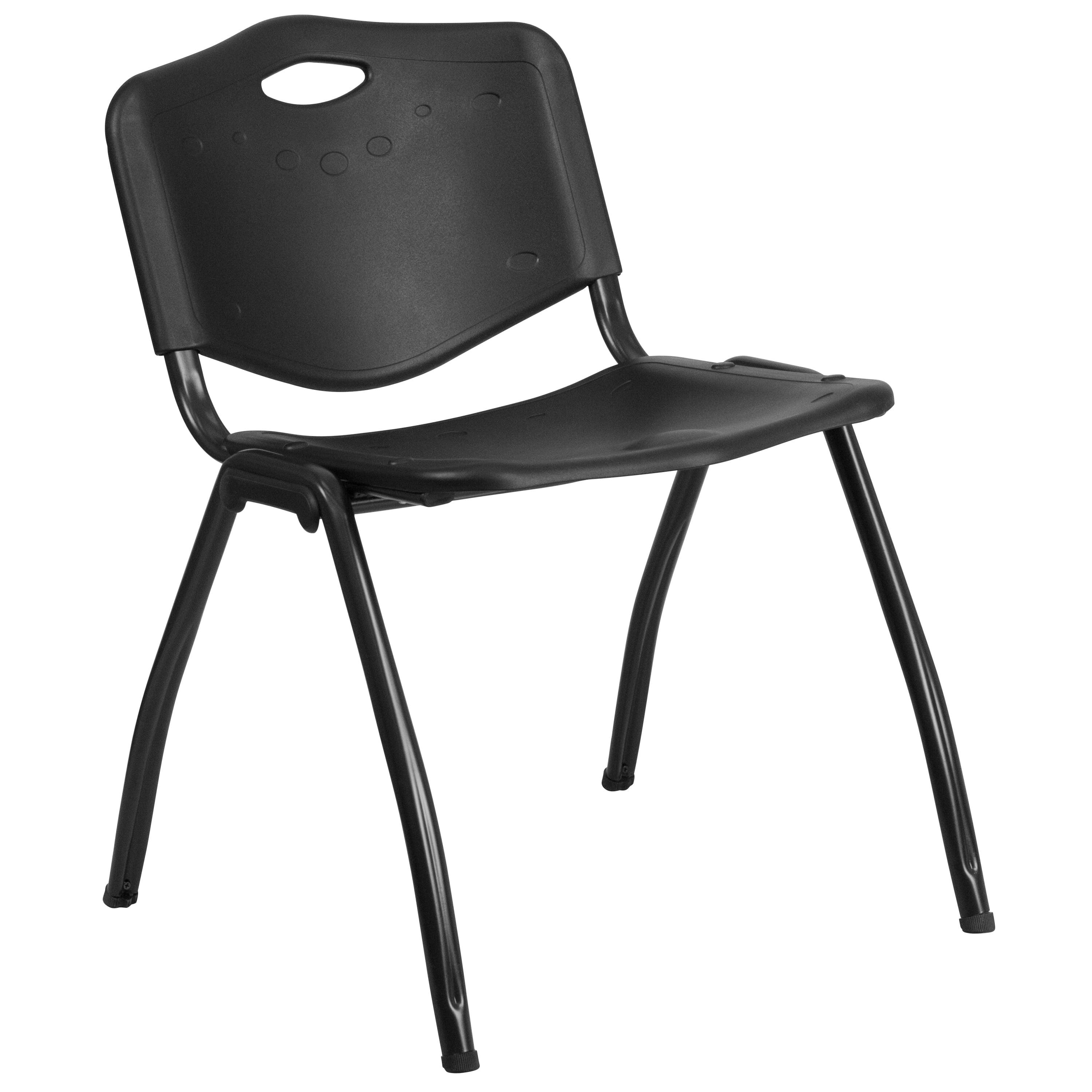 Black Powder-Coated Metal Stacking Office Chair