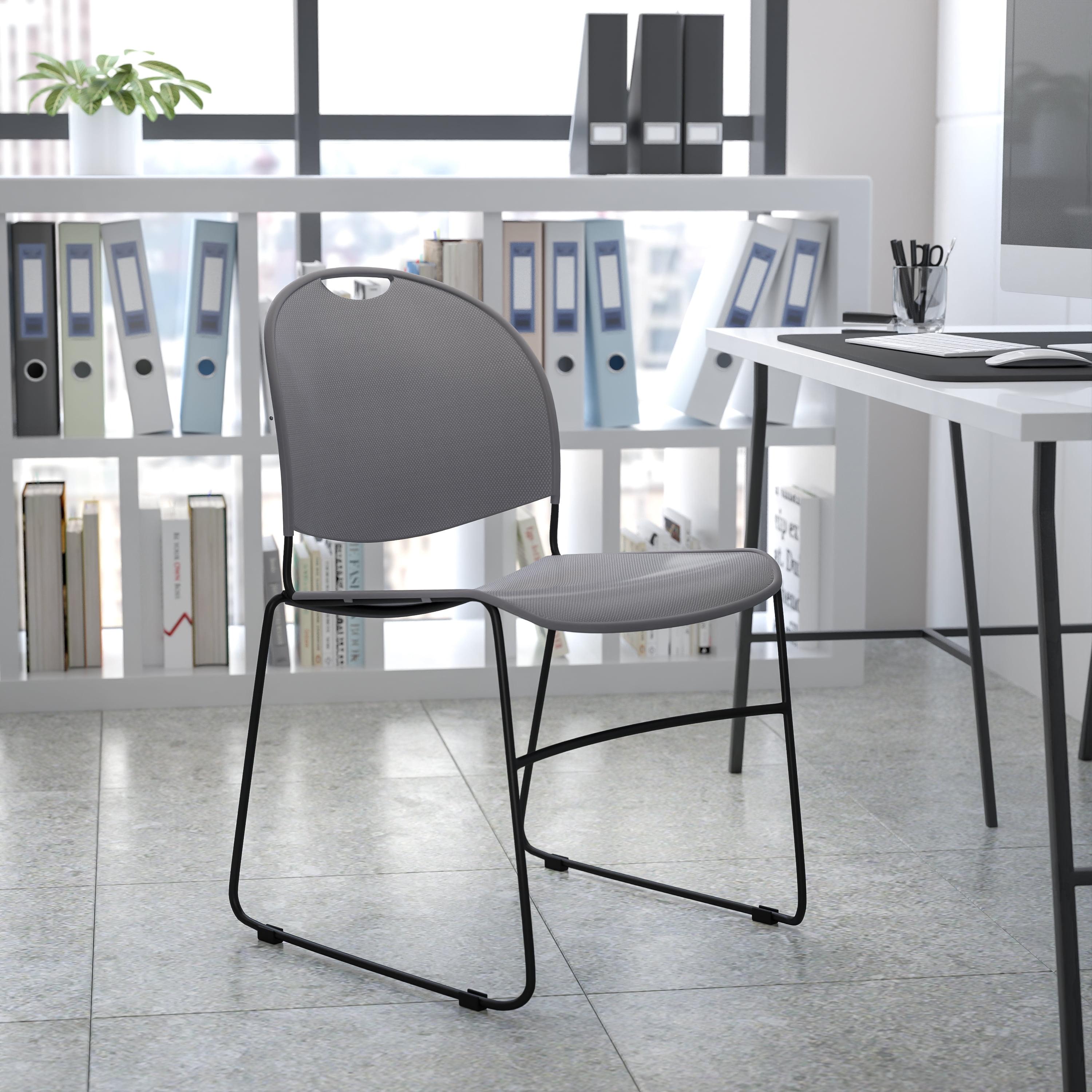 ErgoFlex Gray Plastic and Black Metal Stackable Side Chair