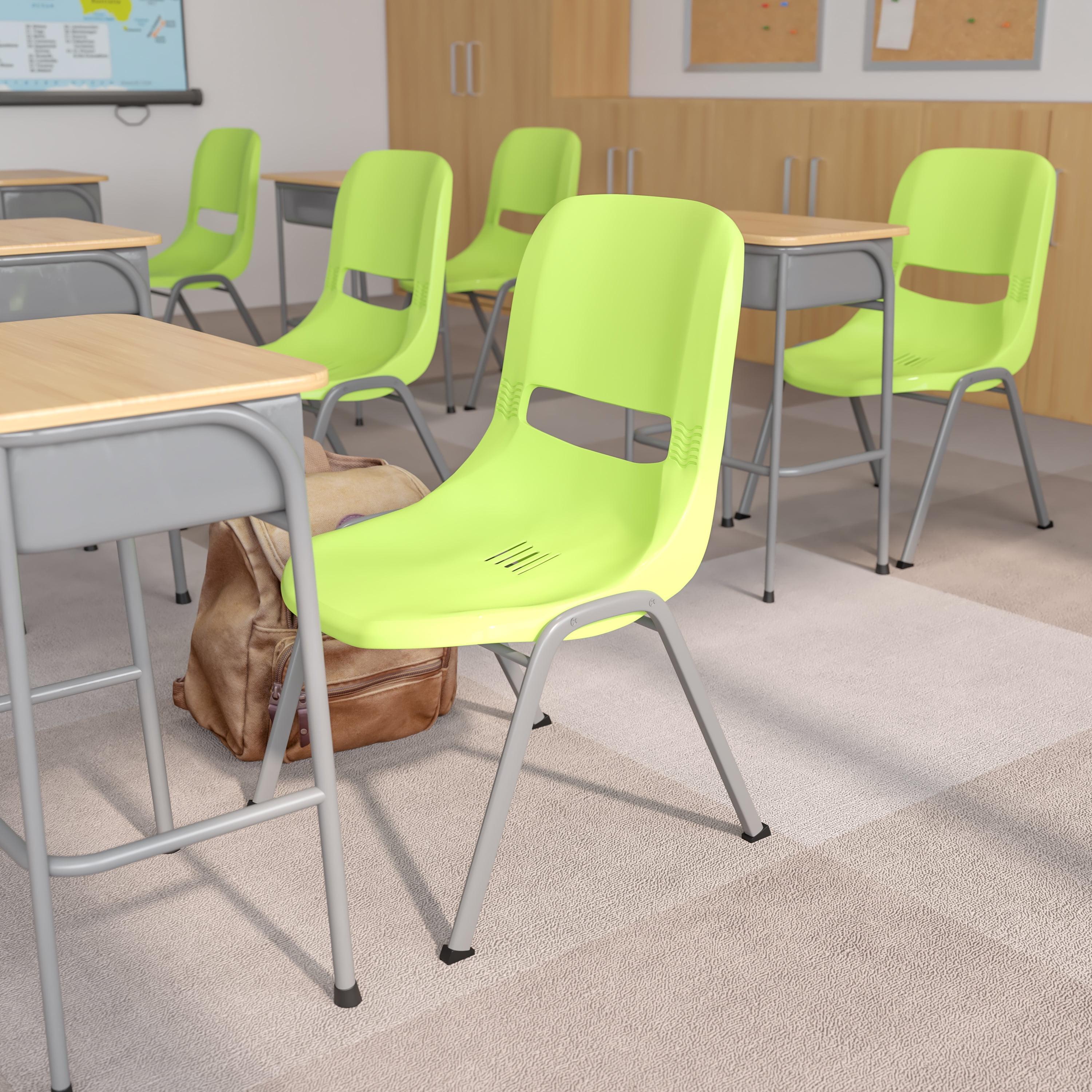 Green Ergonomic Metal Frame Stacking Chair