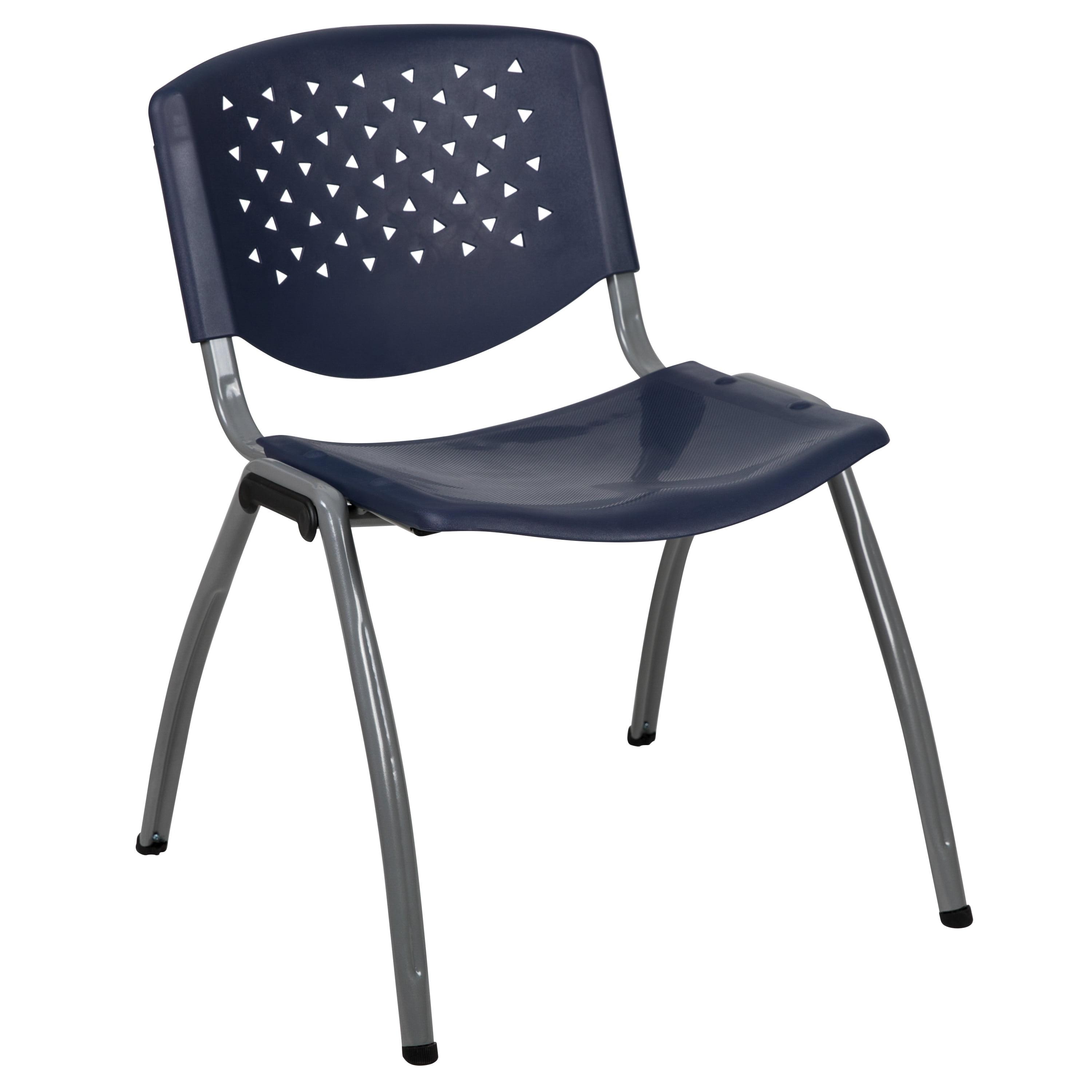 Navy and Black Metal Stacking Reception Chair