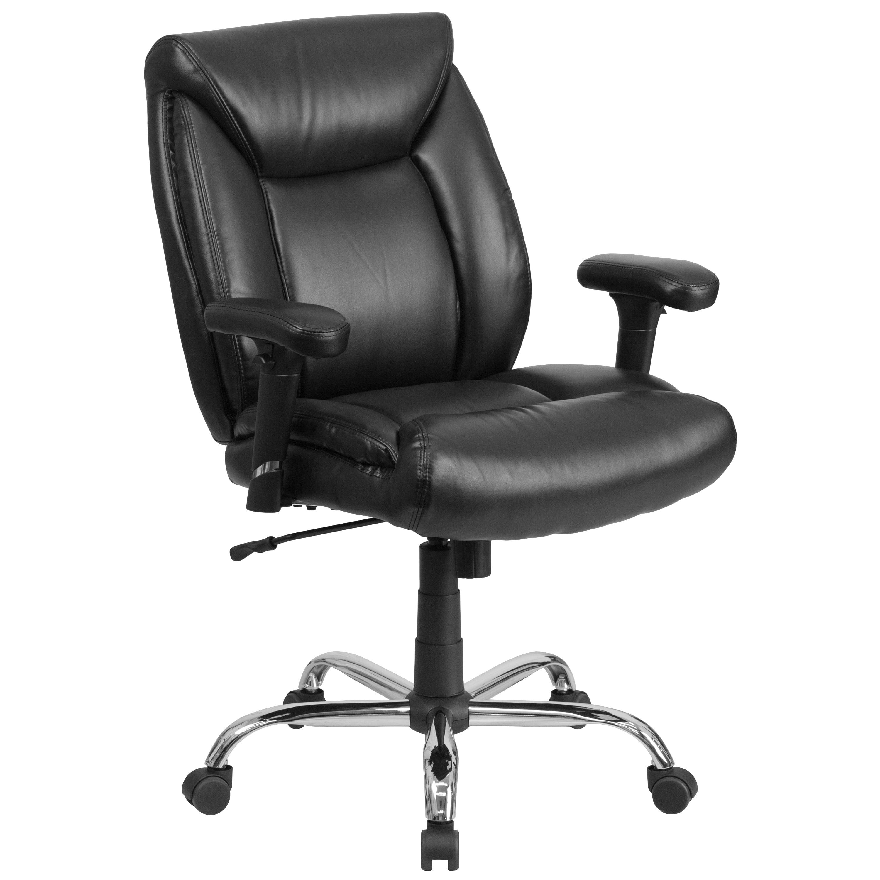 ErgoFlex 360 Black LeatherSoft Swivel Task Chair with Adjustable Arms