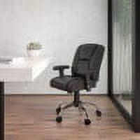 ErgoFlex Black LeatherSoft 360° Swivel Office Chair with Adjustable Arms