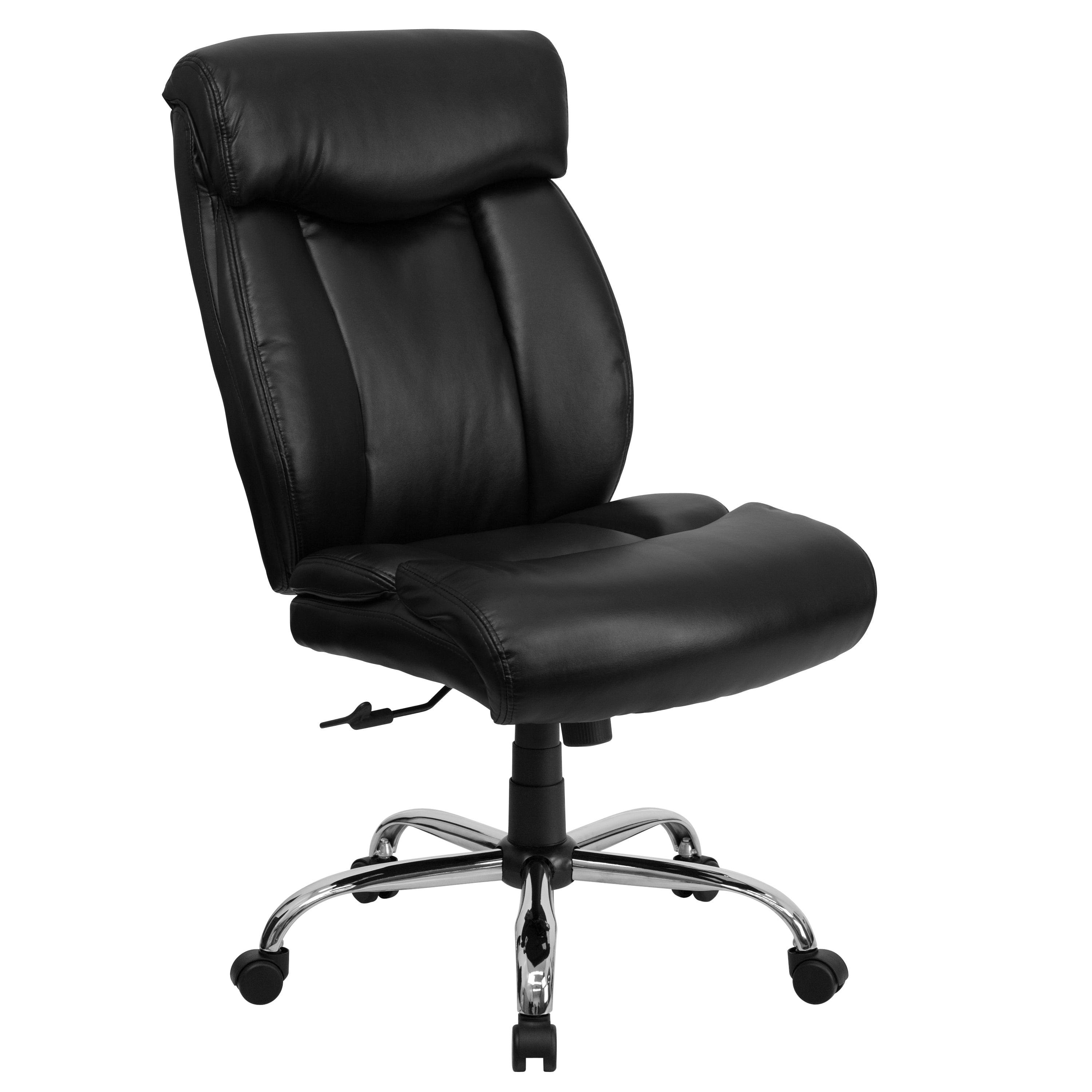 Contemporary High-Back Swivel Executive Chair in Black LeatherSoft