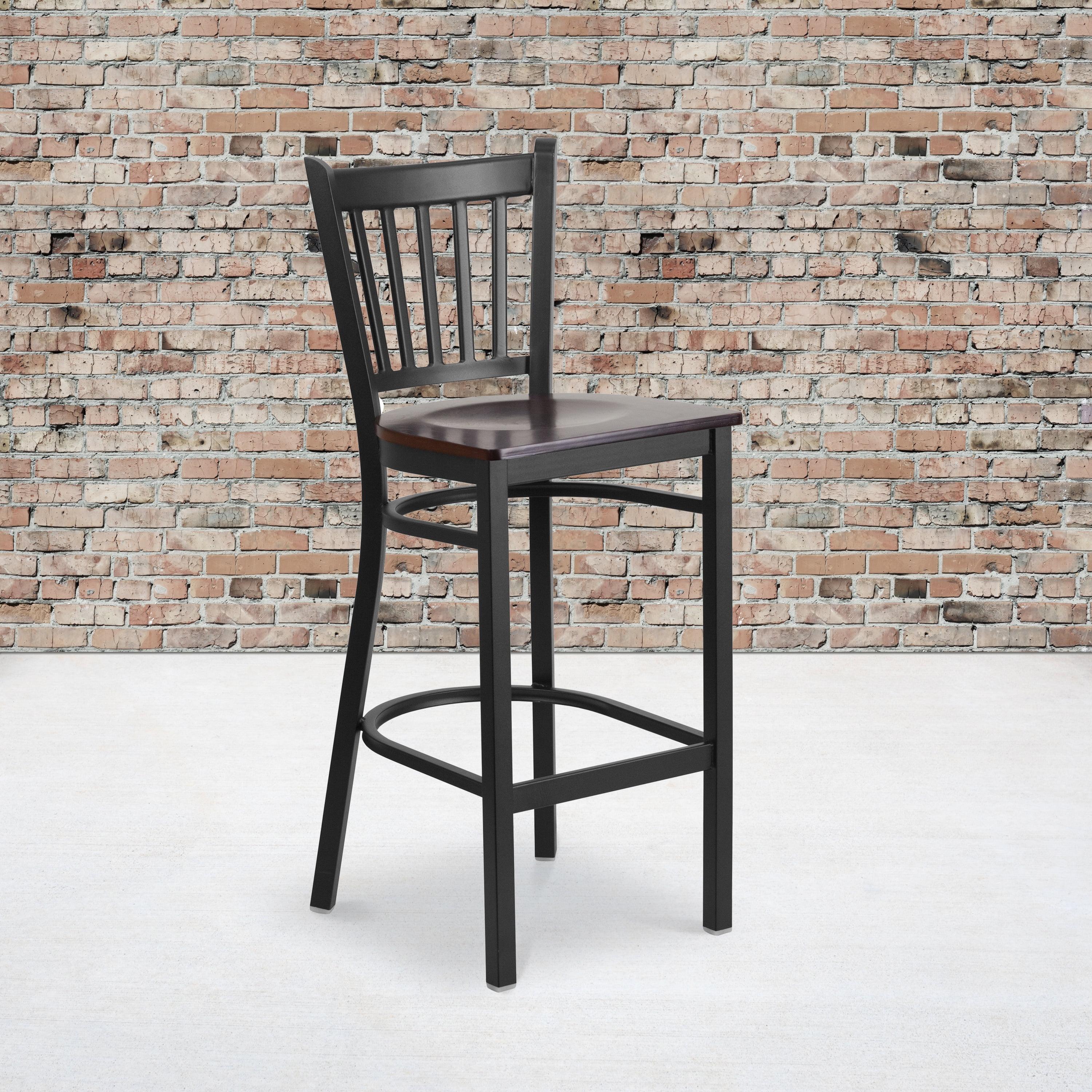 Flash Furniture Black Vertical Back Metal Restaurant Barstool