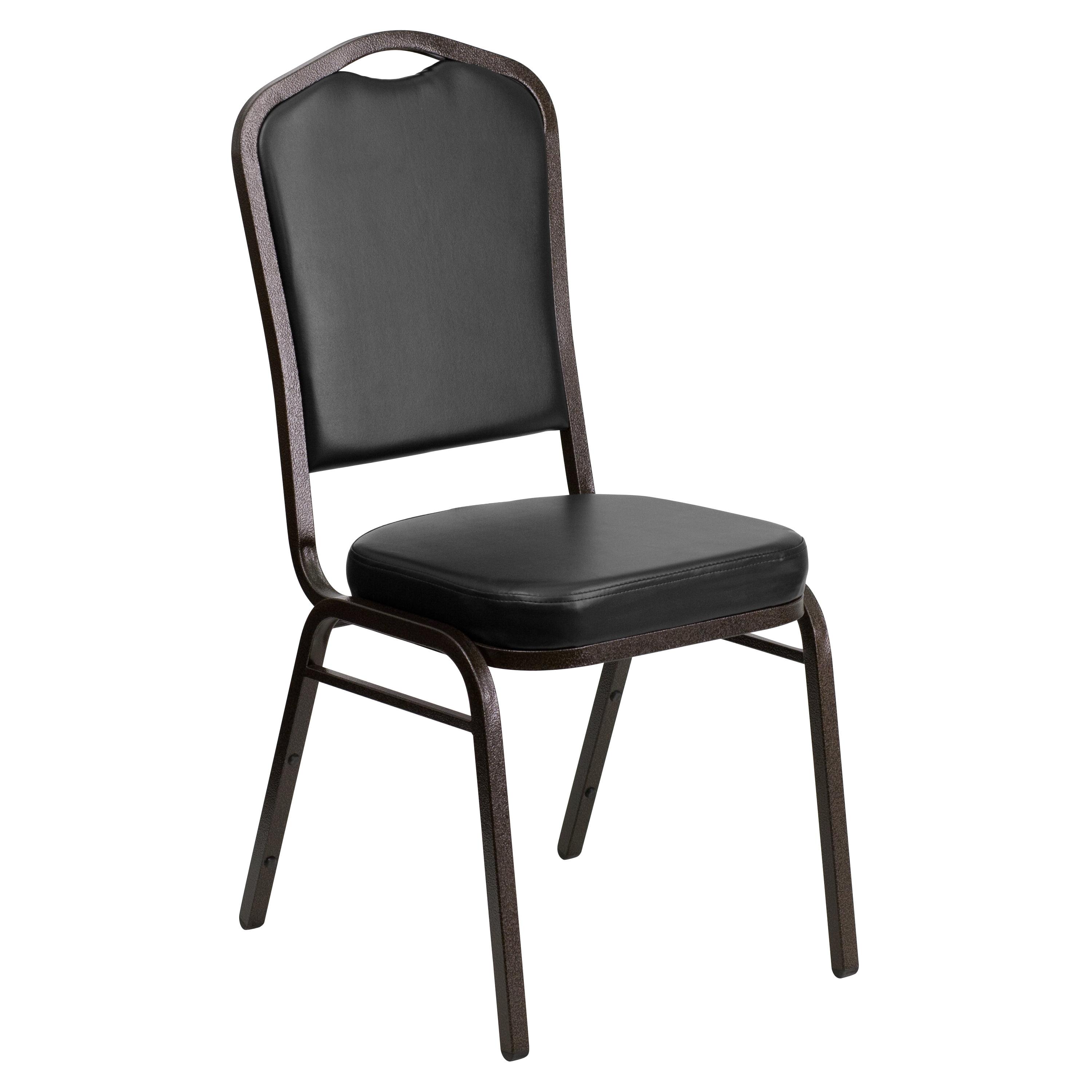 Elegant Gold Vein Frame Stacking Banquet Chair in Black Vinyl