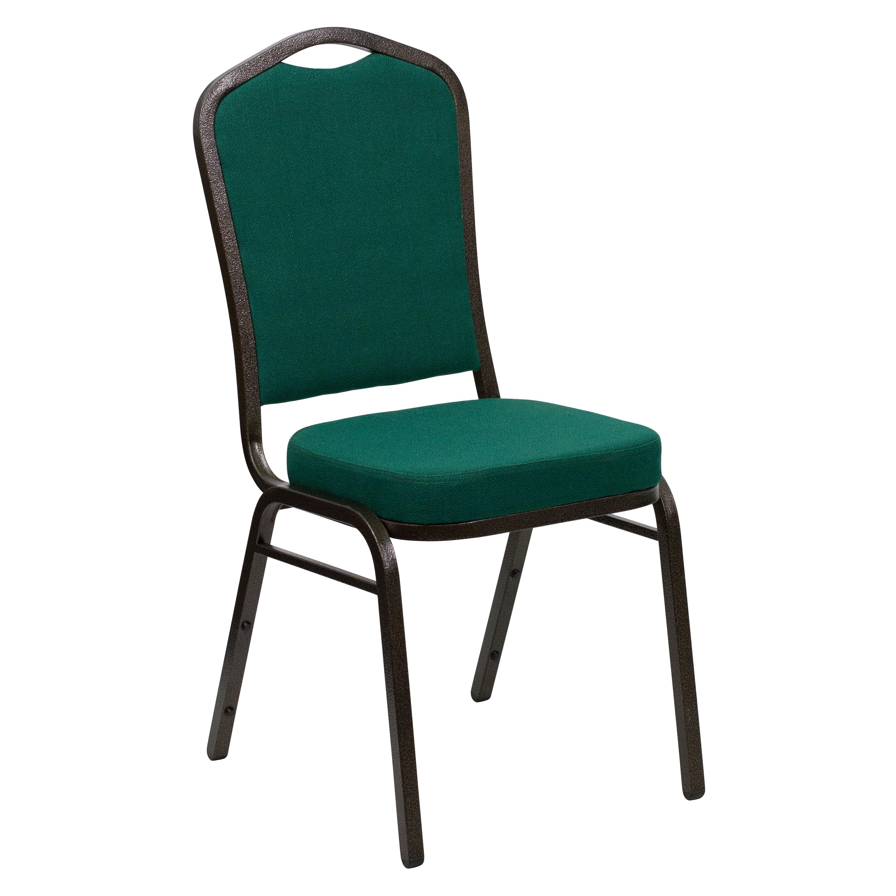 Green Fabric and Gold Vein Frame Stacking Banquet Chair