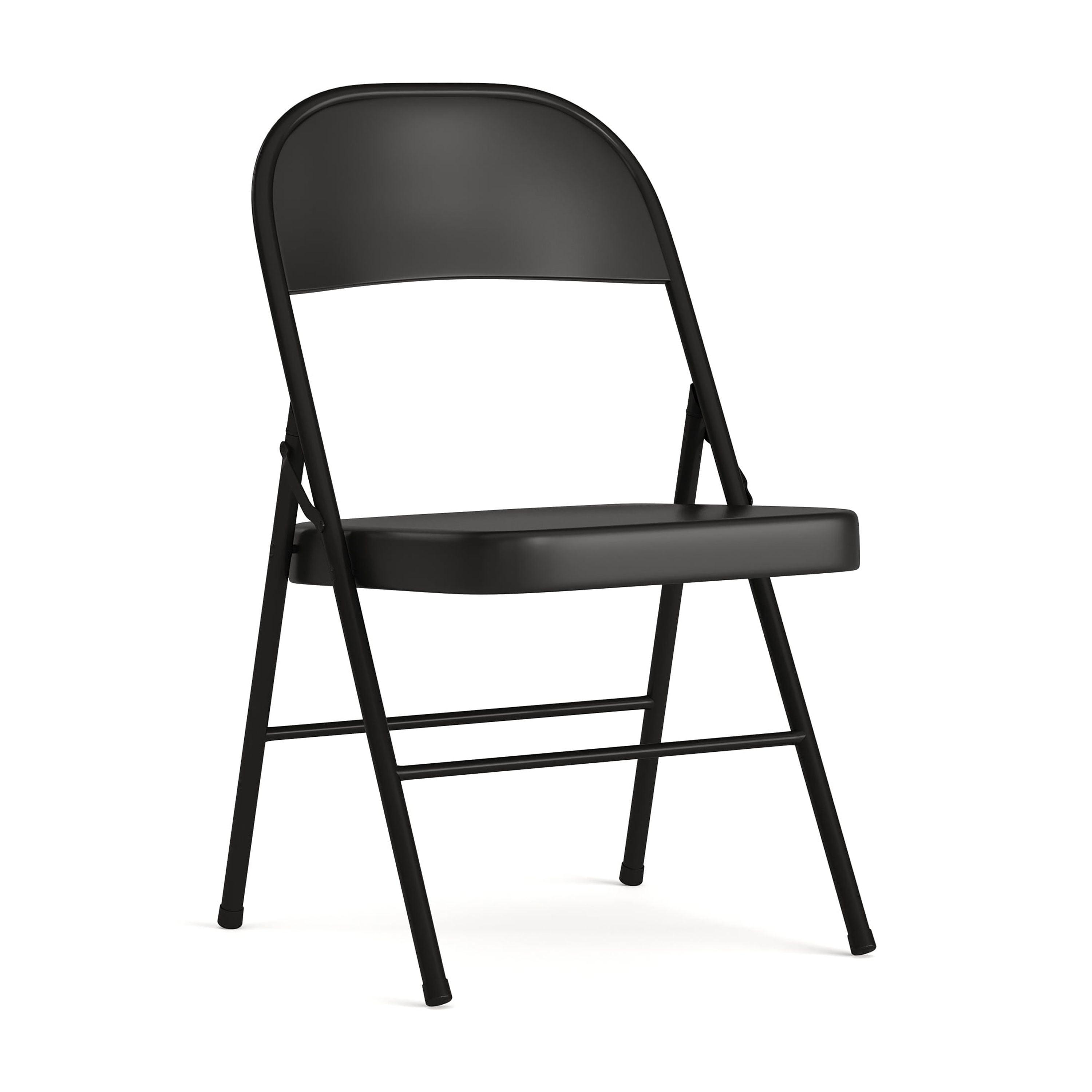 Sleek Black Metal Armless Reception Chair