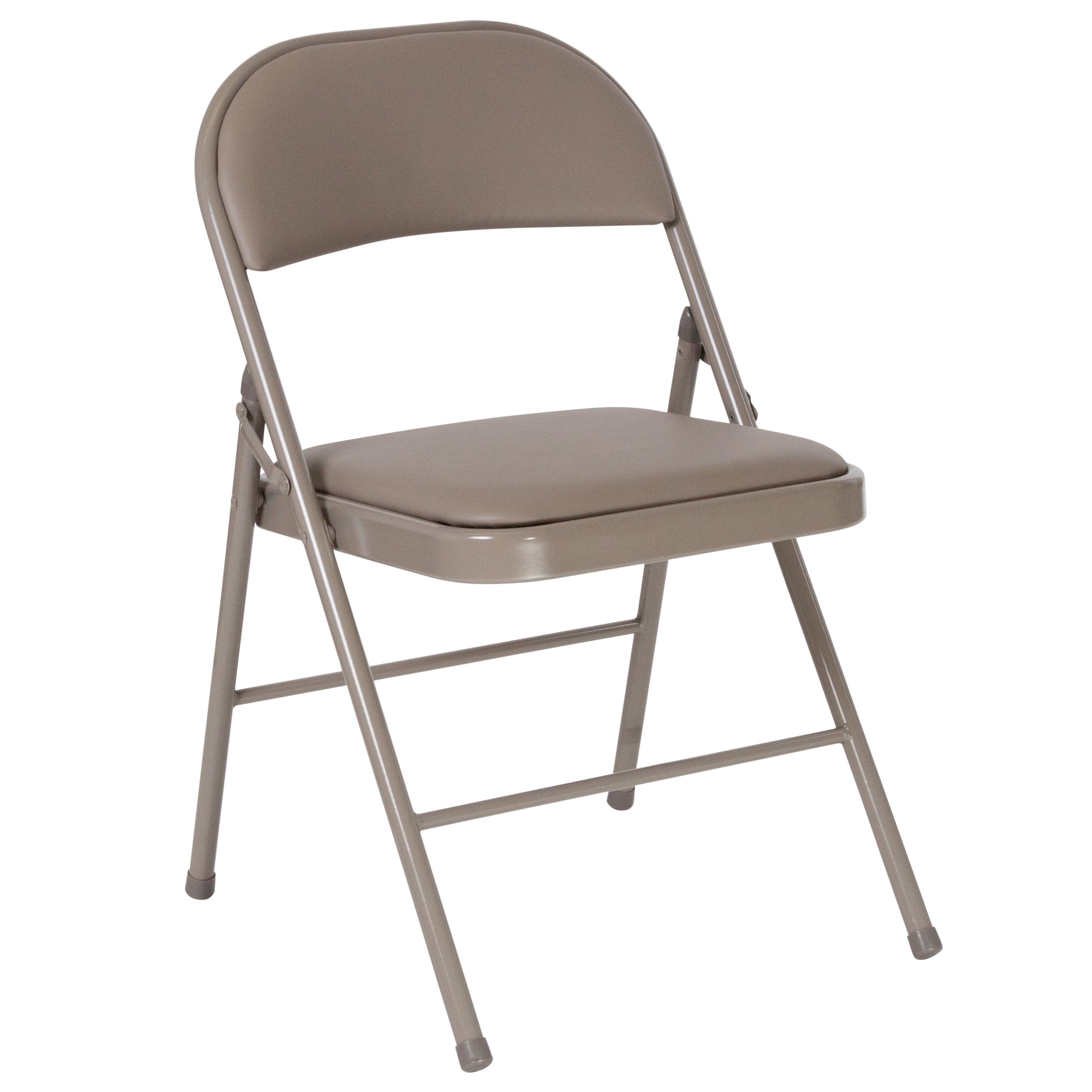 Gray Vinyl Armless Folding Reception Chair with Metal Frame