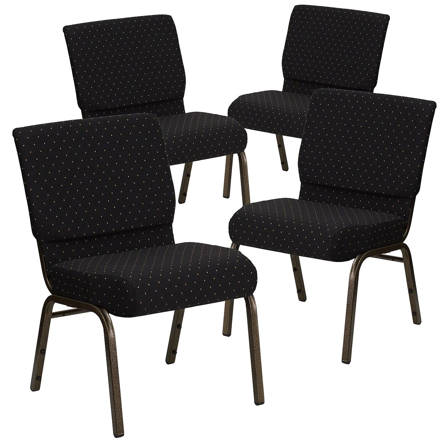 Elegant Gold Vein Metal Frame Fabric Stacking Chair Set of 4