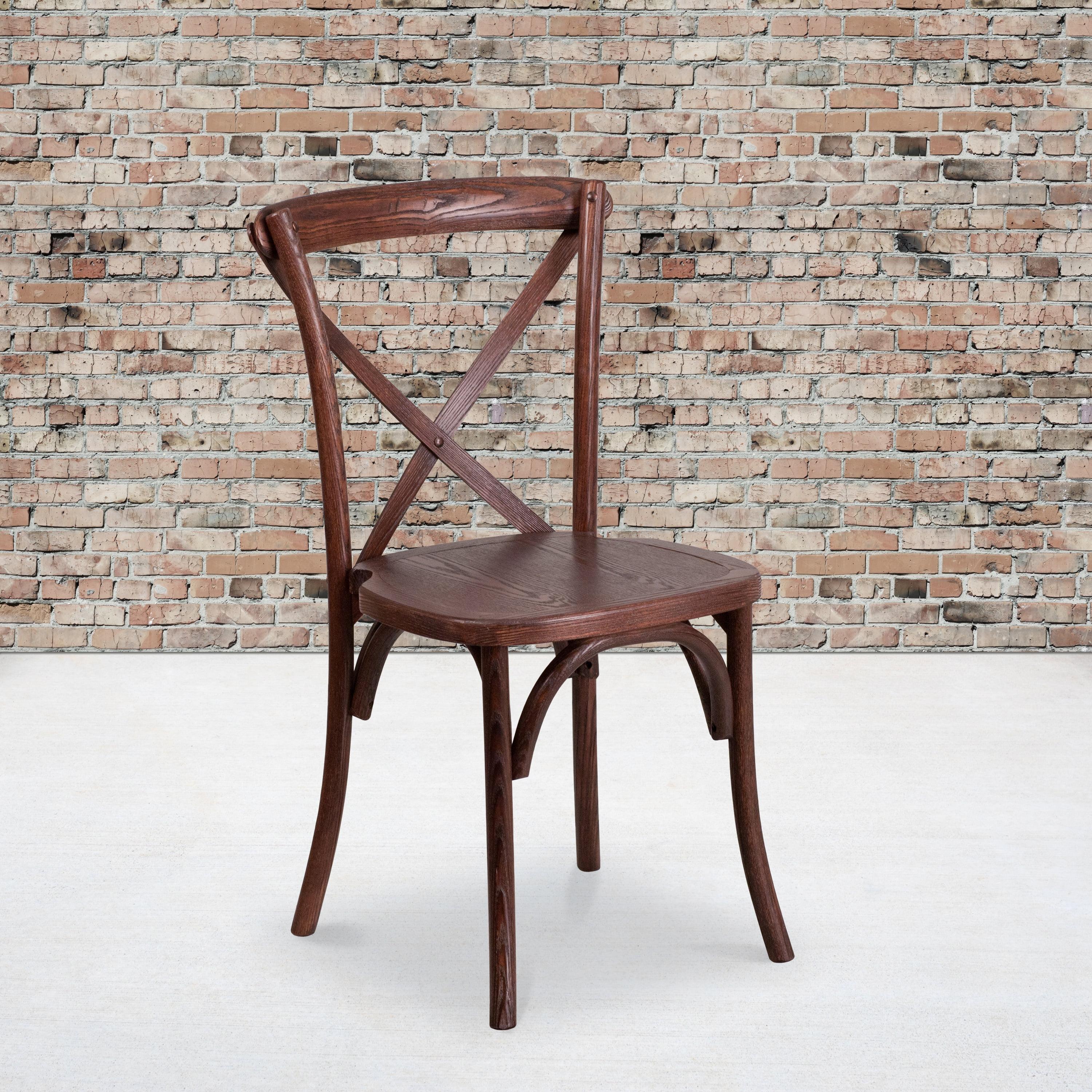 Mahogany Wood Cross Back Stackable Side Chair