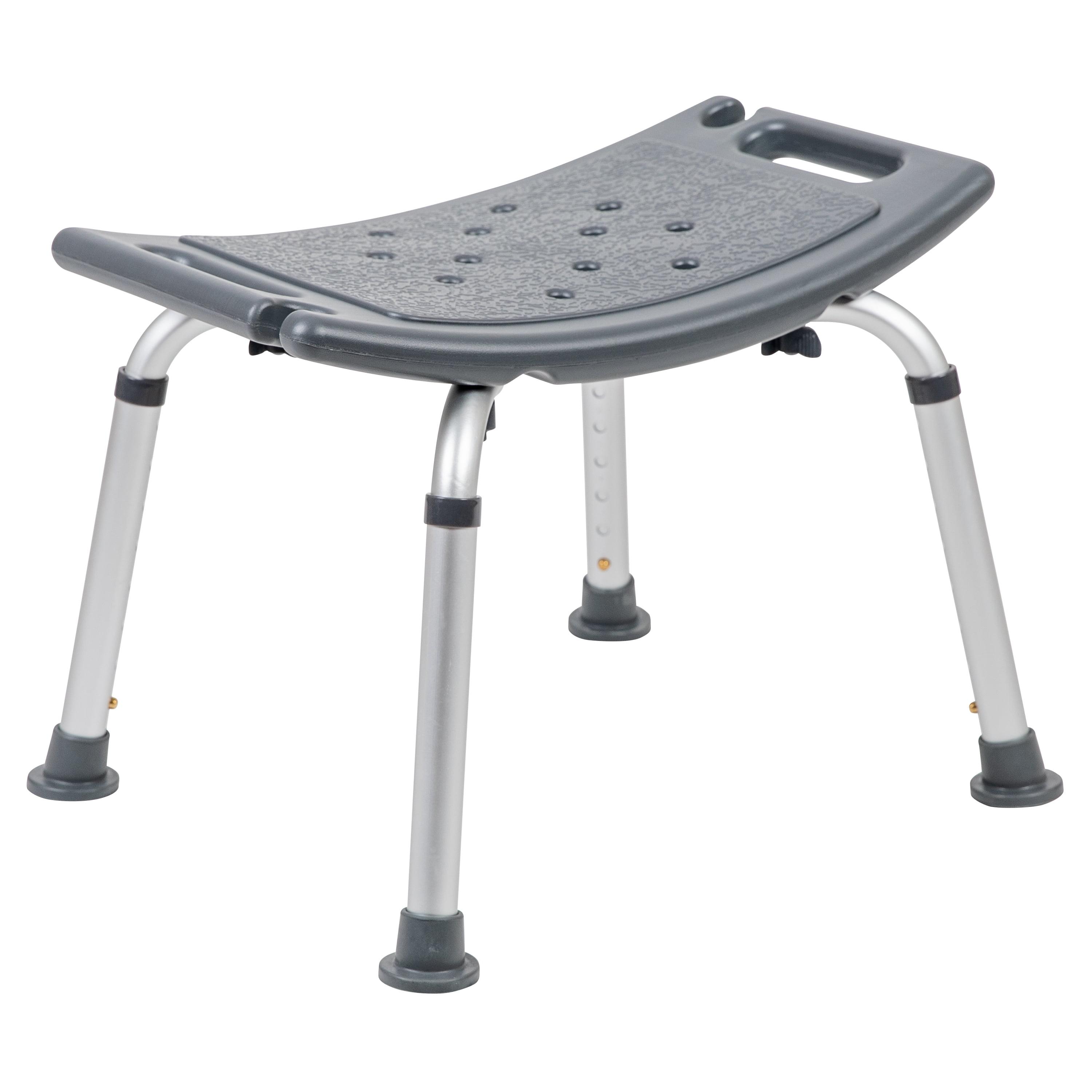 Adjustable Gray Bath & Shower Chair with Non-Slip, Tool-Free Assembly