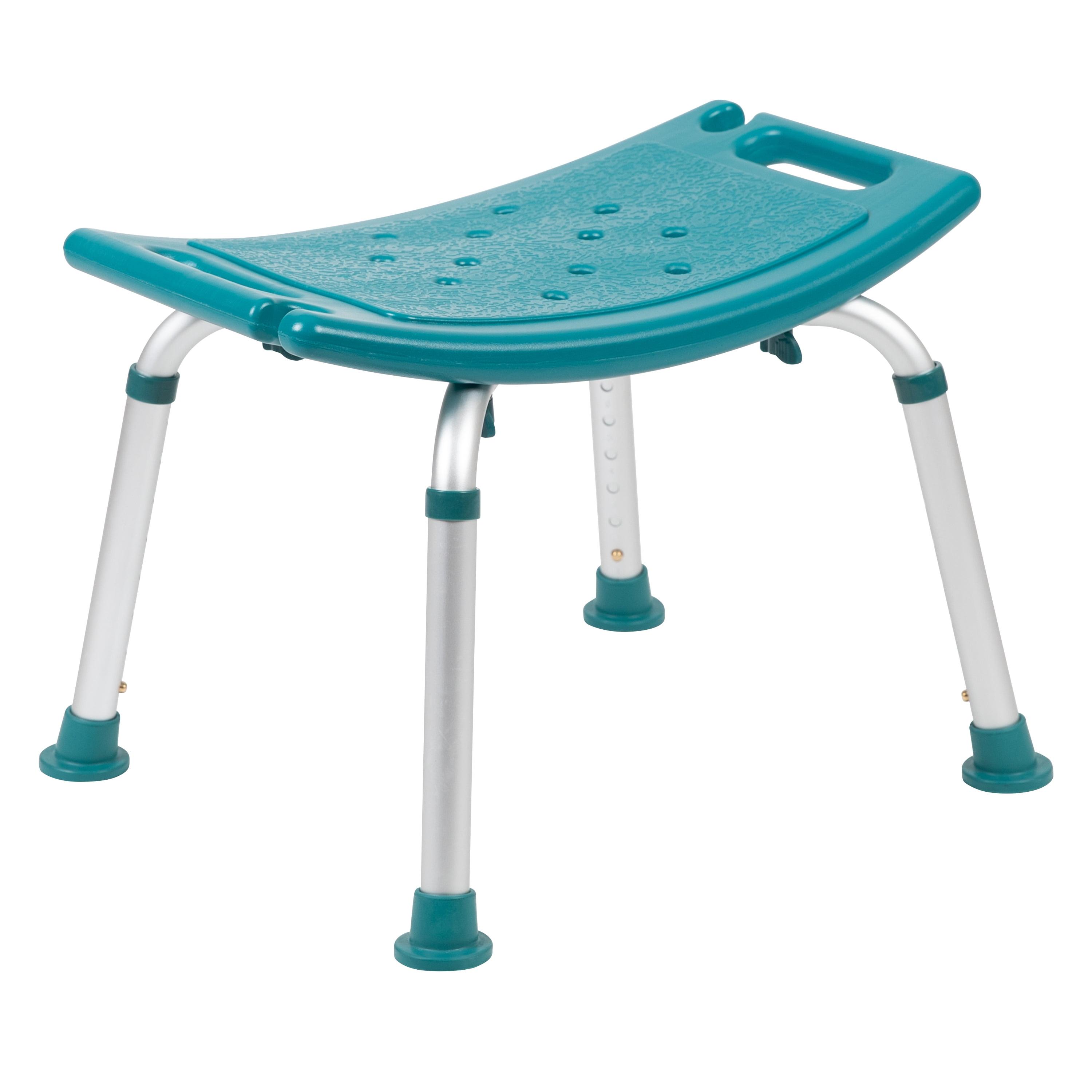 ErgoComfort Teal Adjustable Bath & Shower Chair with Non-Slip Feet