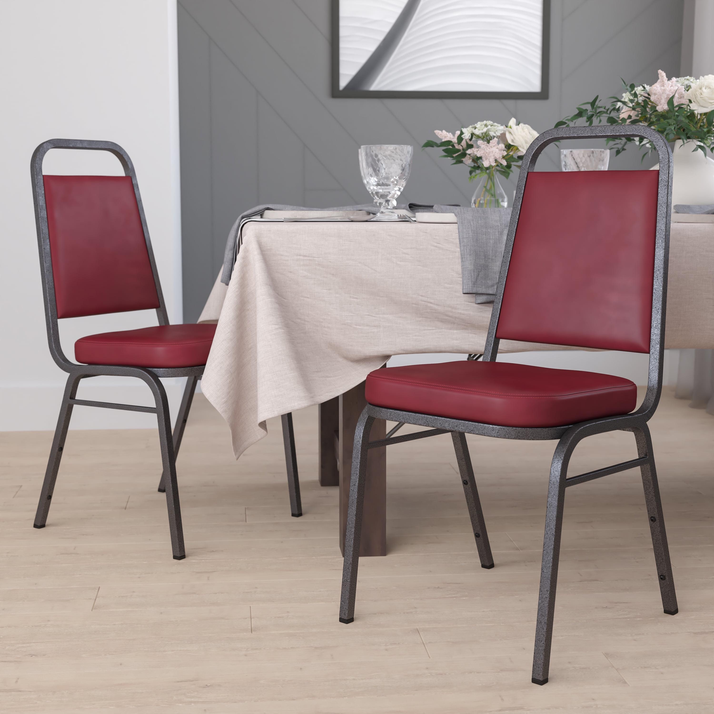 Silver Vein Frame Gray Fabric Stacking Banquet Chair