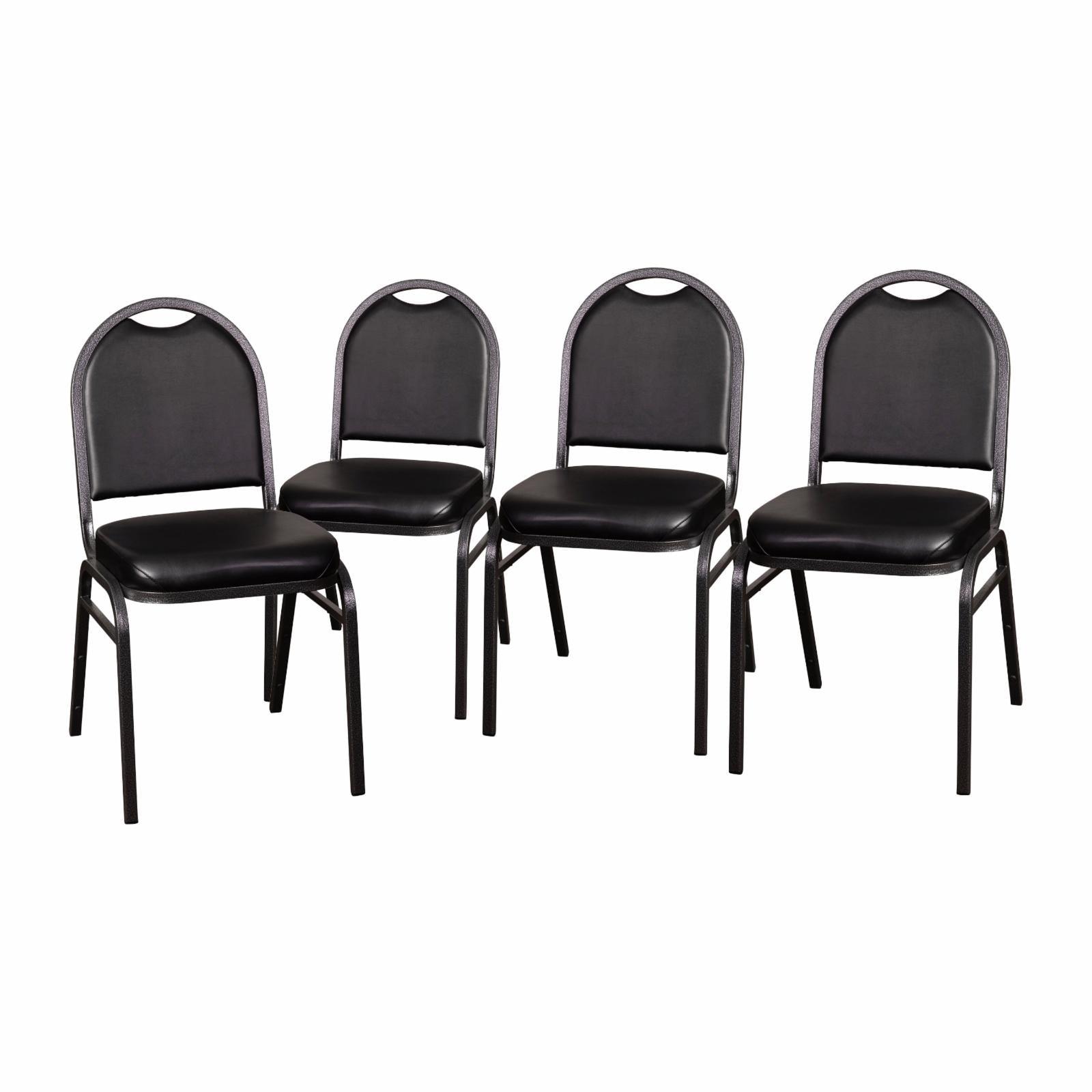 Silver Vein Vinyl Dome Back Stacking Banquet Chairs, Set of 4