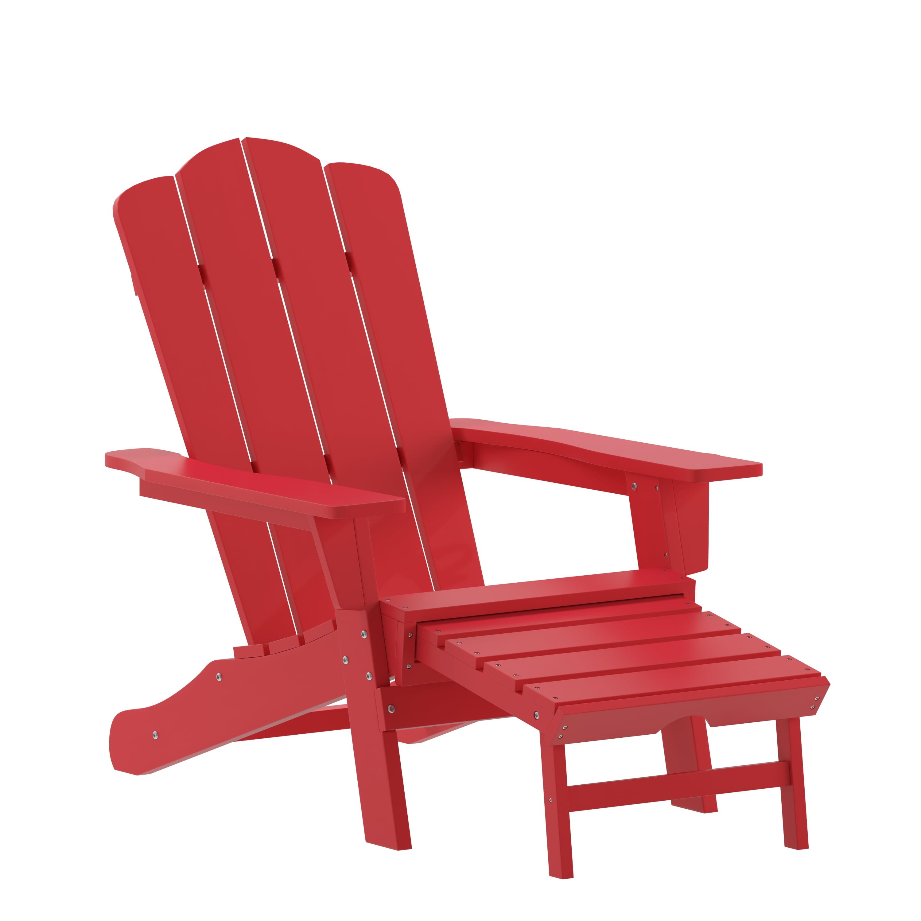 Classic Red HDPE High-Back Adirondack Chair with Cup Holder