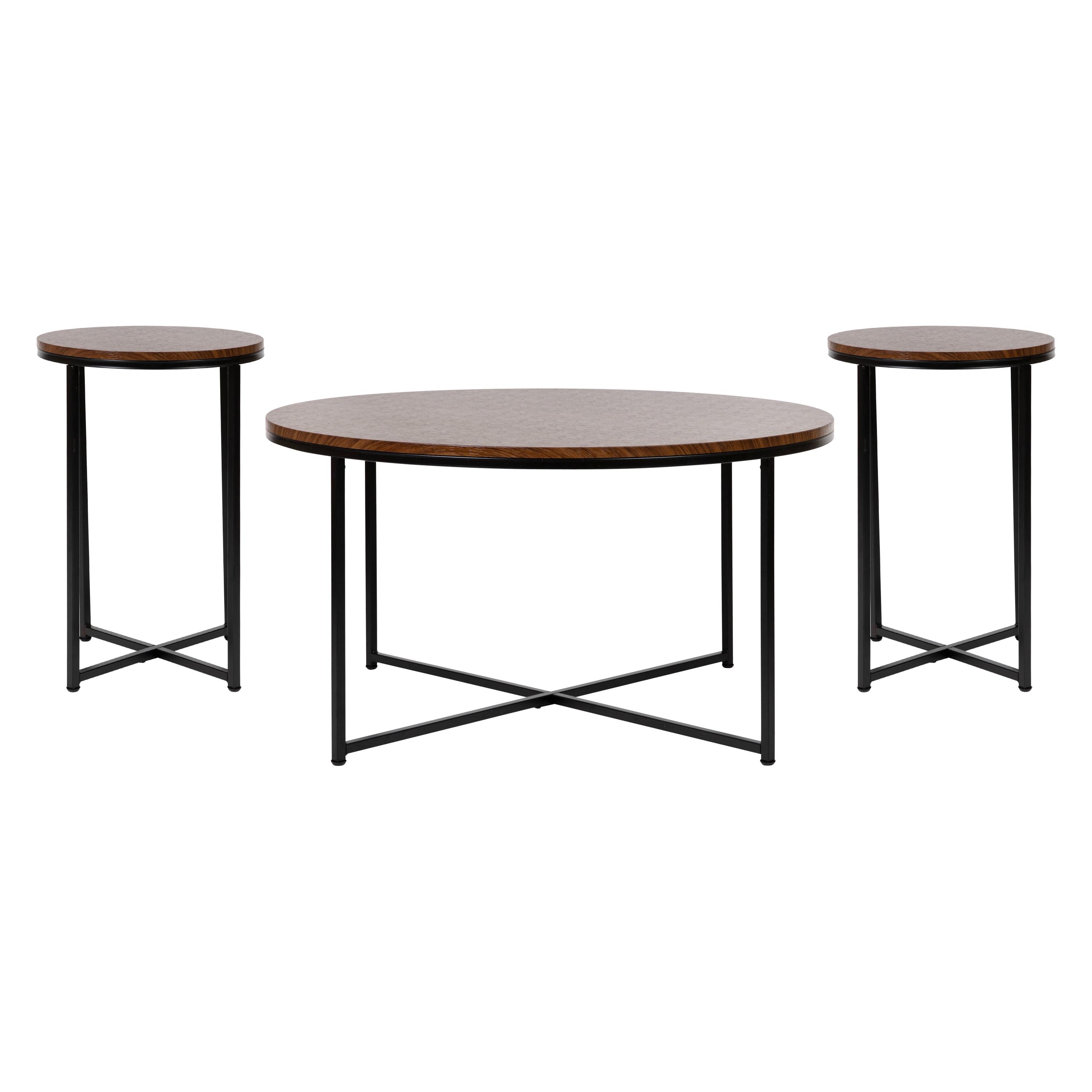 Flash Furniture Hampstead Collection Coffee and End Table Set - Laminate Top with Crisscross Frame, 3 Piece Occasional Table Set