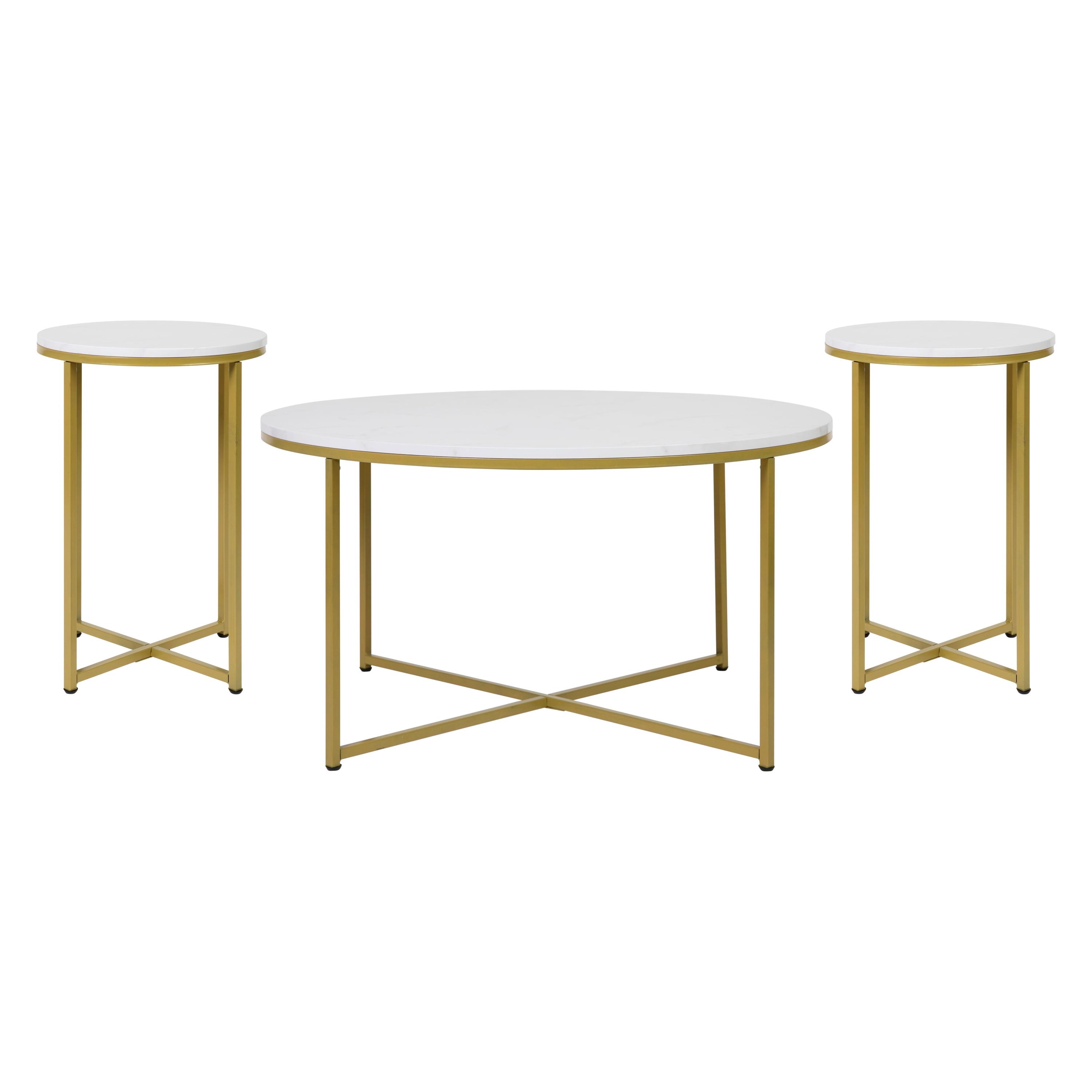 Flash Furniture Hampstead Collection Coffee and End Table Set - Laminate Top with Crisscross Frame, 3 Piece Occasional Table Set