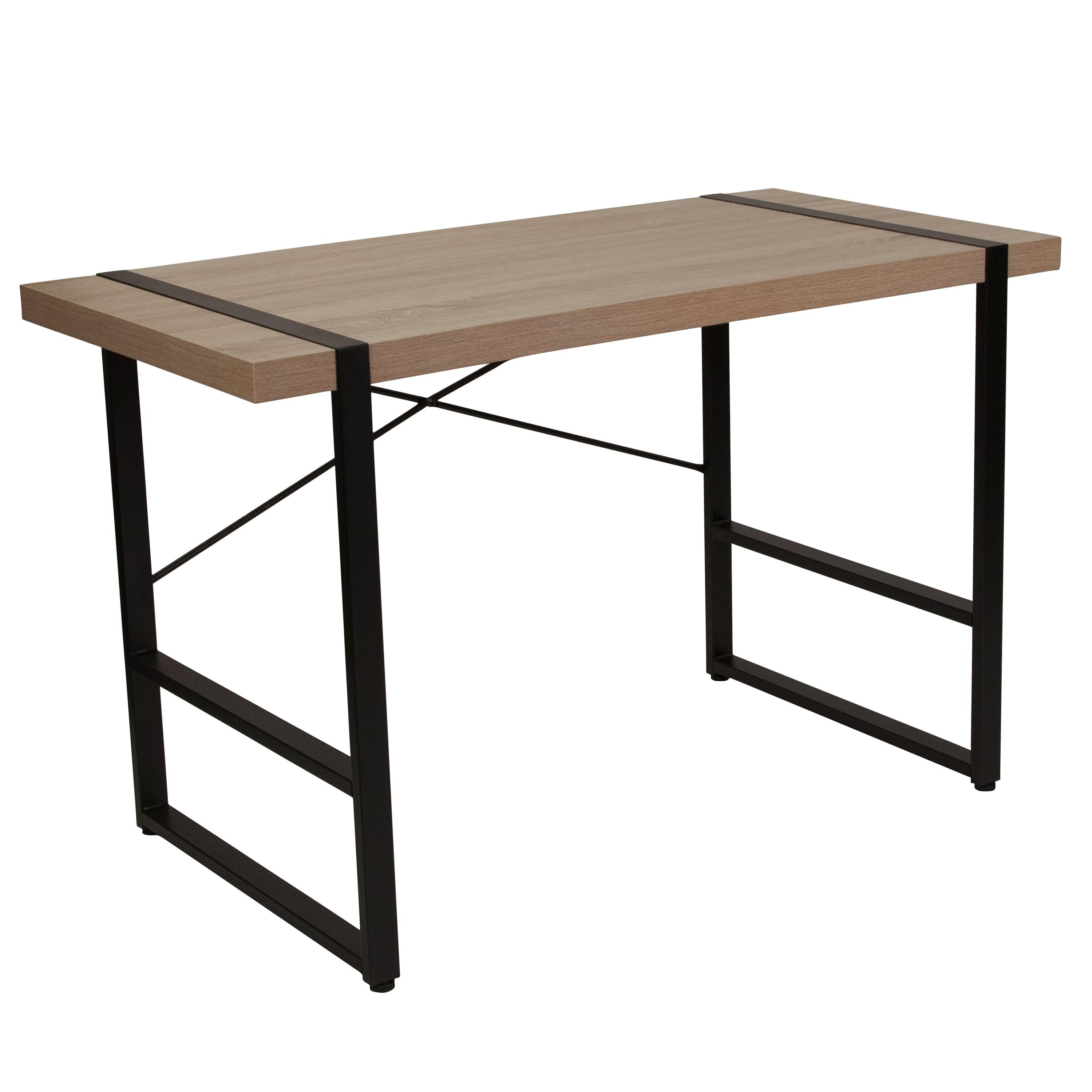 Rustic Brown Wood and Black Metal Console Table with Storage