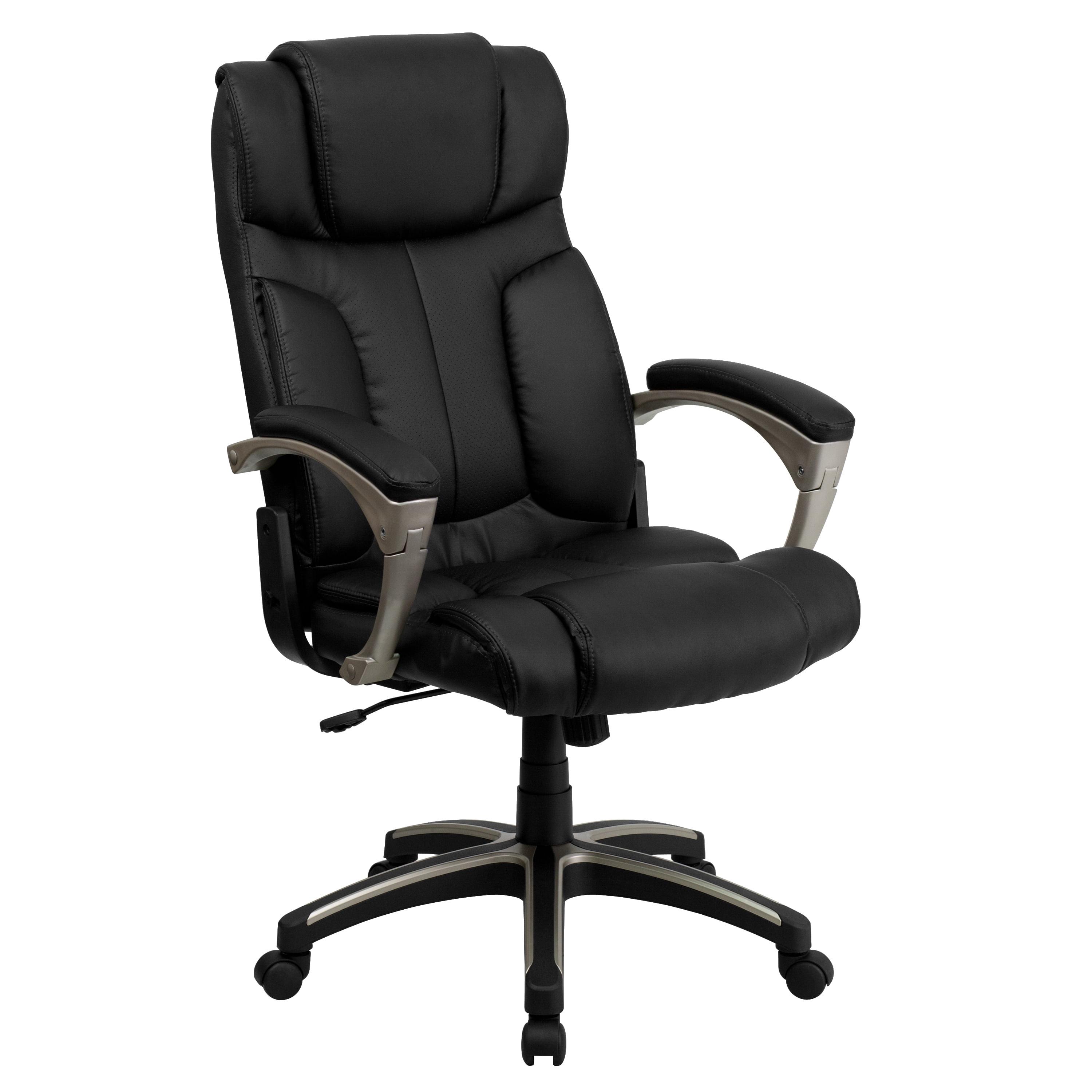 Ergonomic High Back Black LeatherSoft Executive Swivel Chair with Fixed Arms