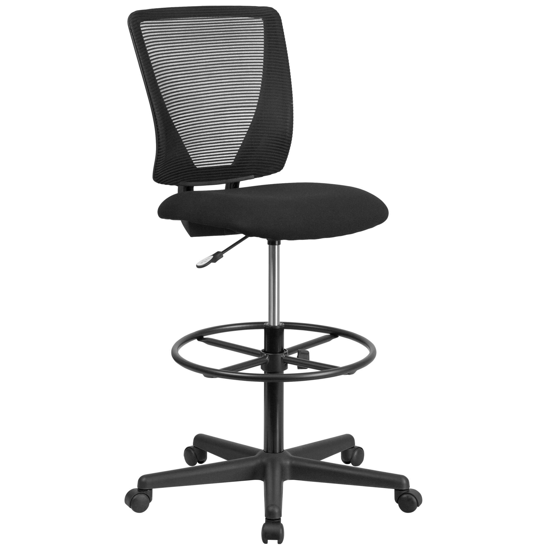 Sinda Mid-Back Mesh Drafting Chair w/ Fabric Seat, Adjustable Foot Ring and Arms