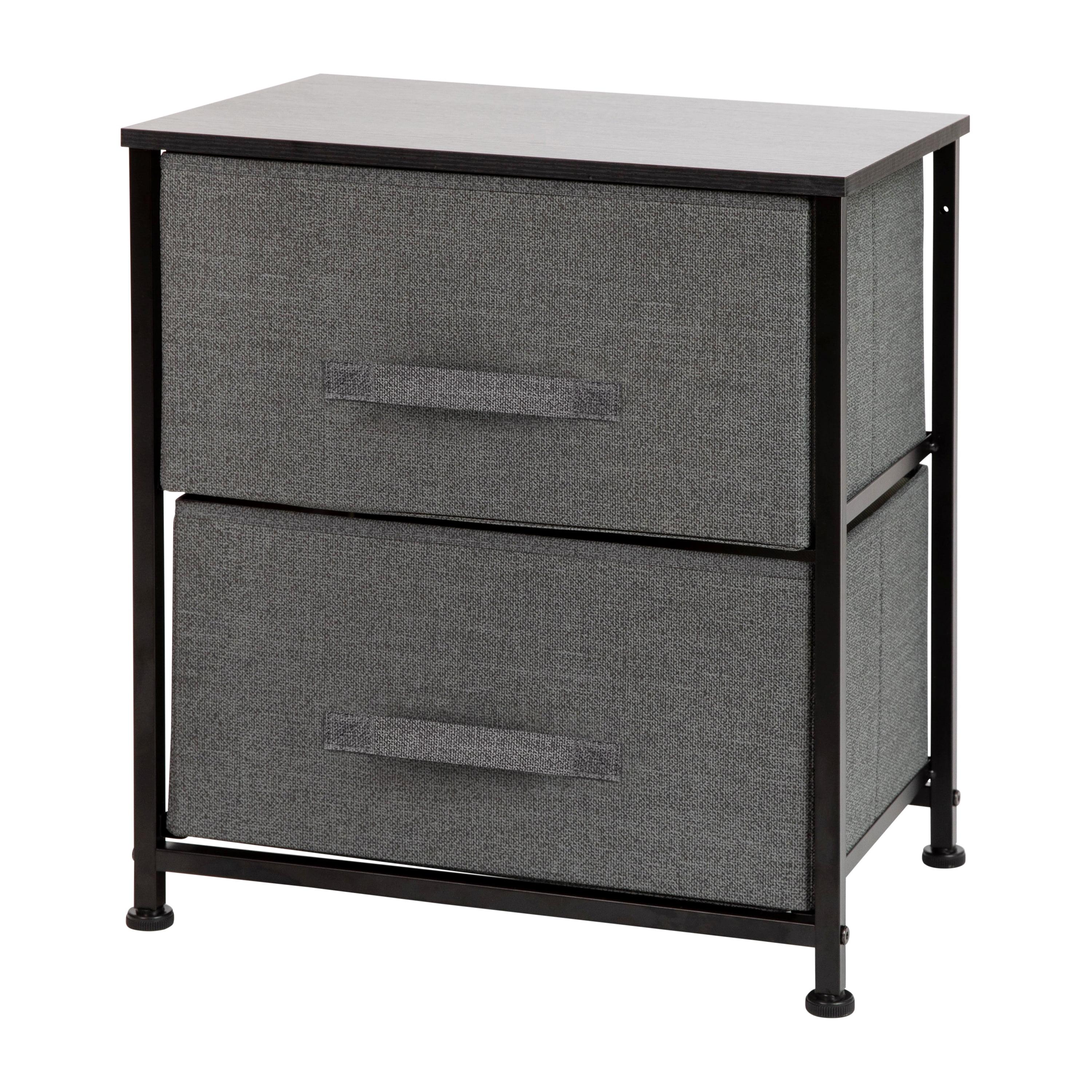 Malone 2 Drawer Storage Stand with Wood Top & Fabric Pull Drawers