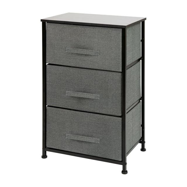 Flash Furniture Malone 3 Drawer Vertical Storage Dresser with Wood Top & Fabric Pull Drawers
