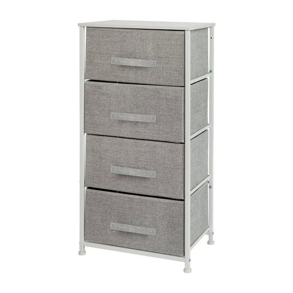 Malone 4 Drawer Vertical Storage Dresser with Wood Top & Fabric Pull Drawers