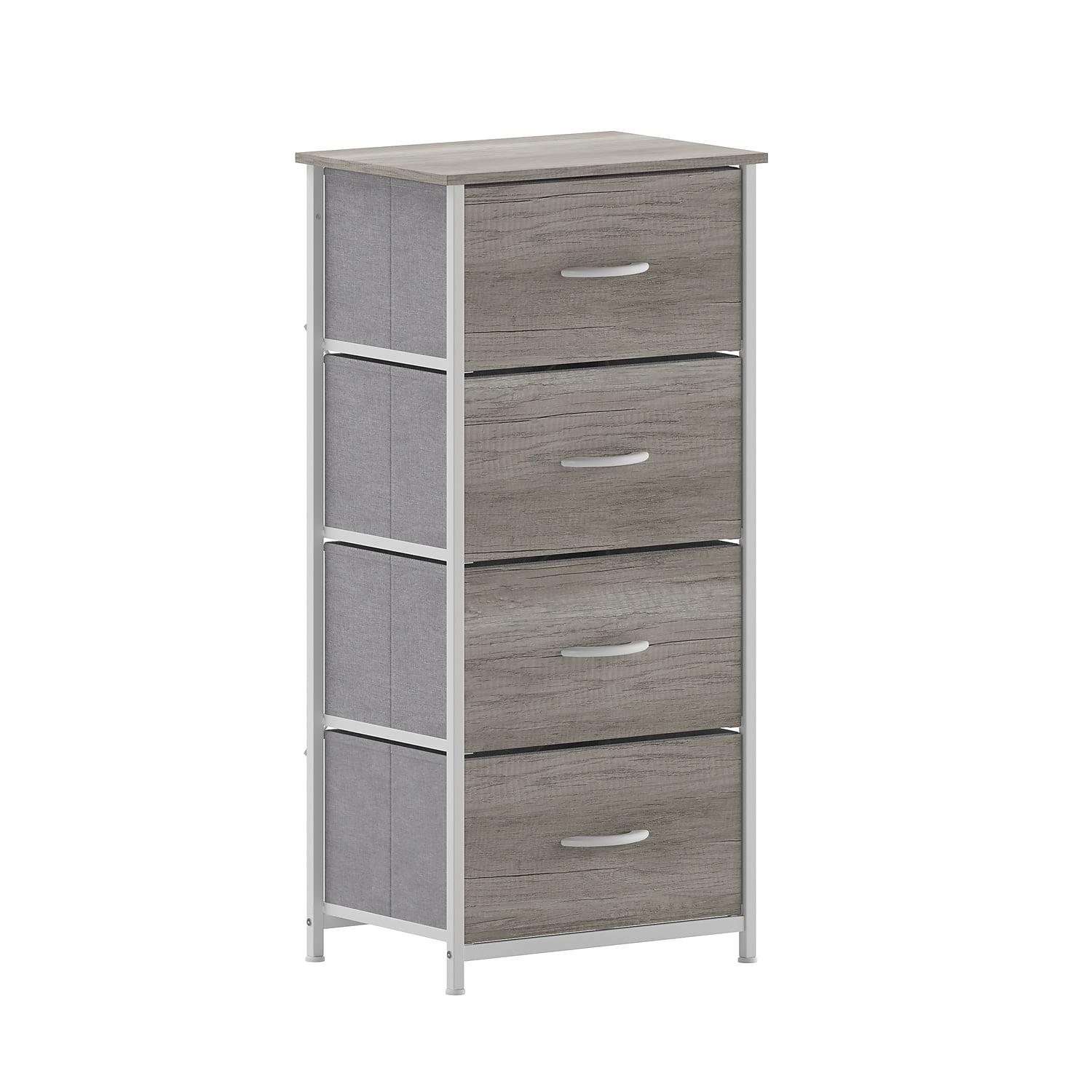 Flash Furniture Harris 4 Drawer Vertical Storage Dresser with Cast Iron Frame, Wood Top and Easy Pull Engineered Wood Drawers with Wooden Handles