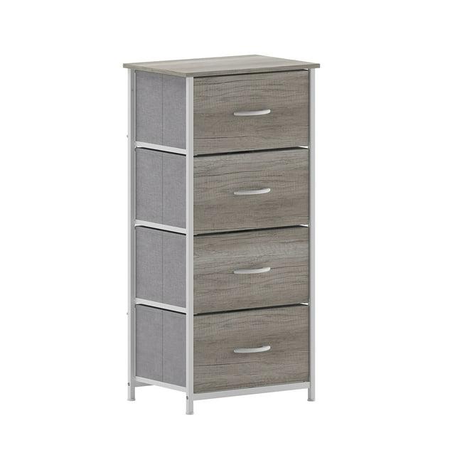 Flash Furniture 4 Drawer Dresser-Natural Wood Top/White Iron Frame/Natural Drawers-White Handles
