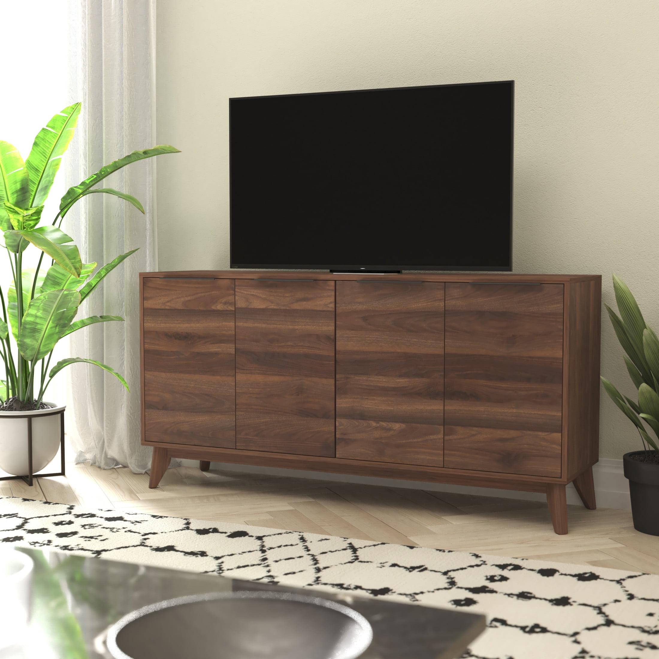 Flash Furniture 60" Buffet Cabinet with 4 Soft Close Doors and Adjustable Shelves - Dark Walnut