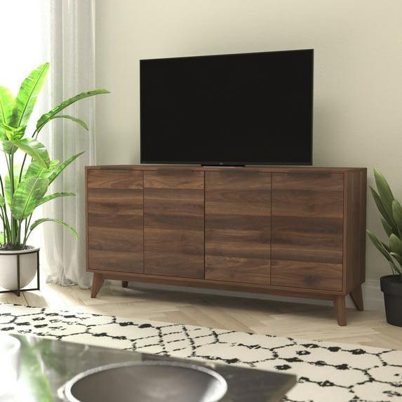 Flash Furniture 60" Buffet Cabinet with 4 Soft Close Doors and Adjustable Shelves - Dark Walnut
