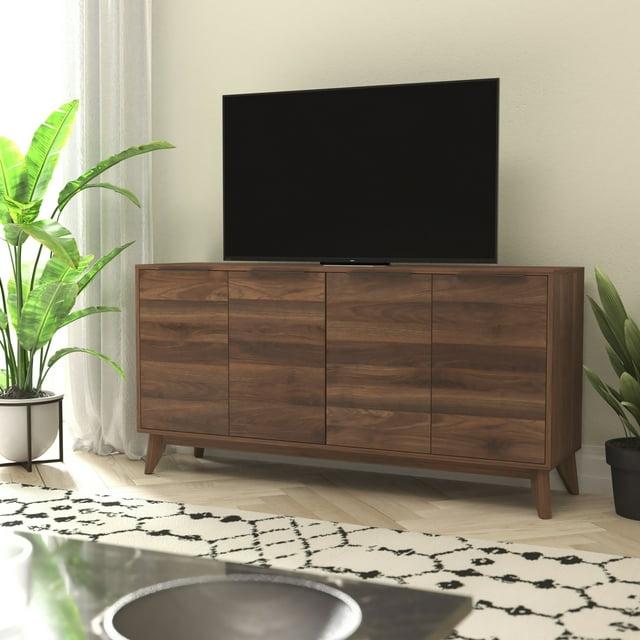 Flash Furniture 60" Buffet Cabinet with 4 Soft Close Doors and Adjustable Shelves - Dark Walnut