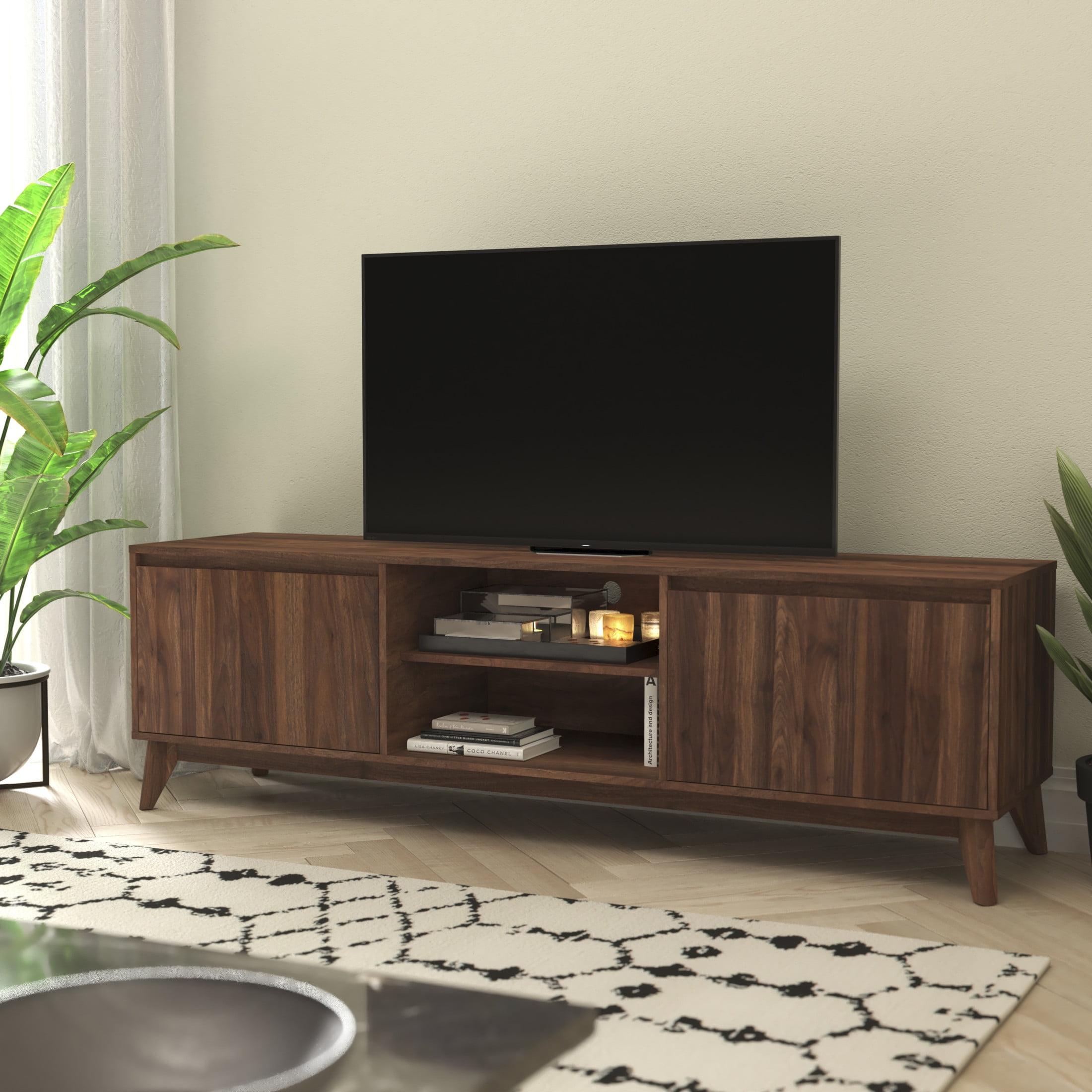 Flash Furniture Hatfield Mid-Century Modern TV Stand for up to 64 inch TV's - Media Center with Adjustable Center Shelf and Dual Soft Close Doors