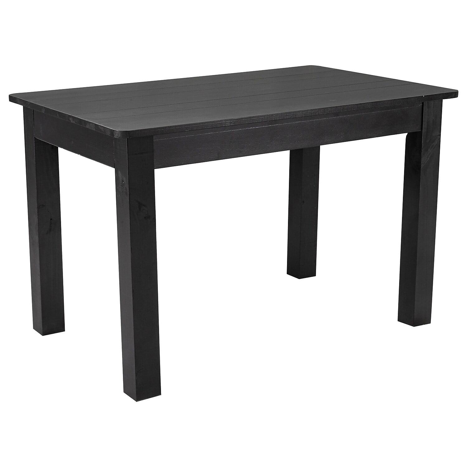Flash Furniture HERCULES 46" x 30" Rectangular Black Wash Solid Pine Farm Dining Table
