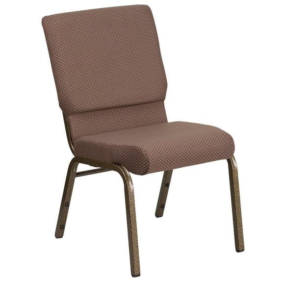Flash Furniture Hercules Series 18.5"W Upholstered Adult Church Chair with Book Pouch, Brown Dot