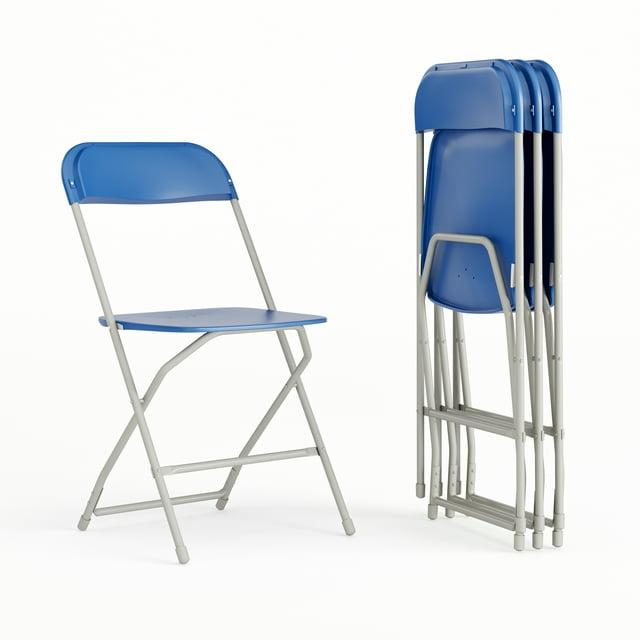 Flash Furniture Hercules™ Series Plastic Folding Chair Blue - 4 Pack 650LB Weight Capacity Comfortable Event Chair-Lightweight Folding Chair