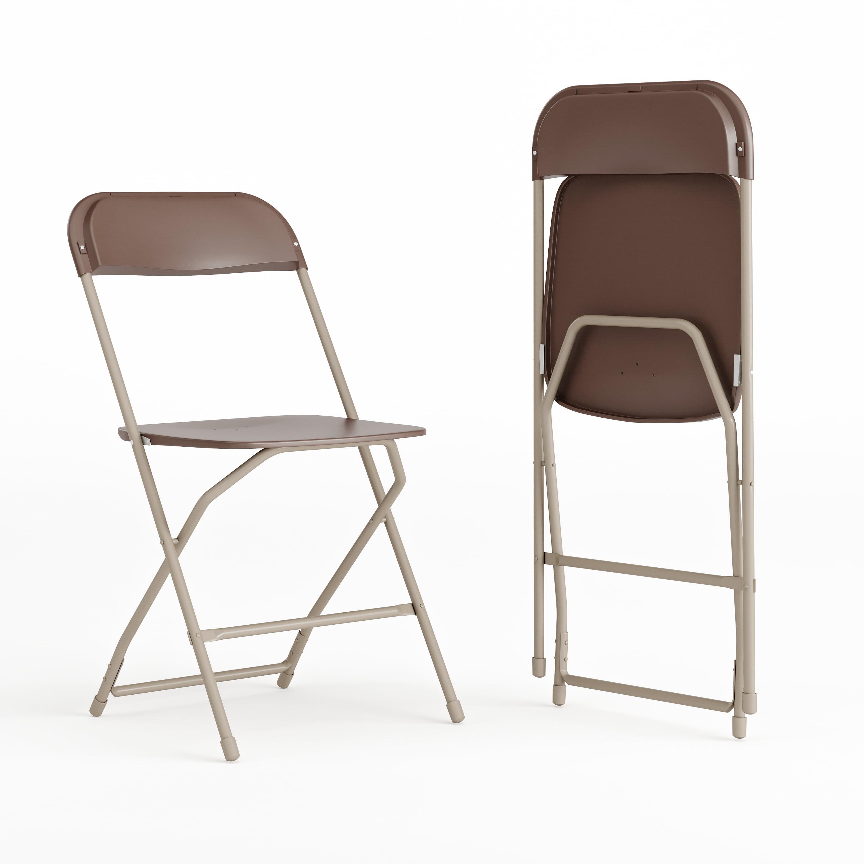 Hercules Series 650LB Capacity Brown Plastic Folding Chair - 2 Pack