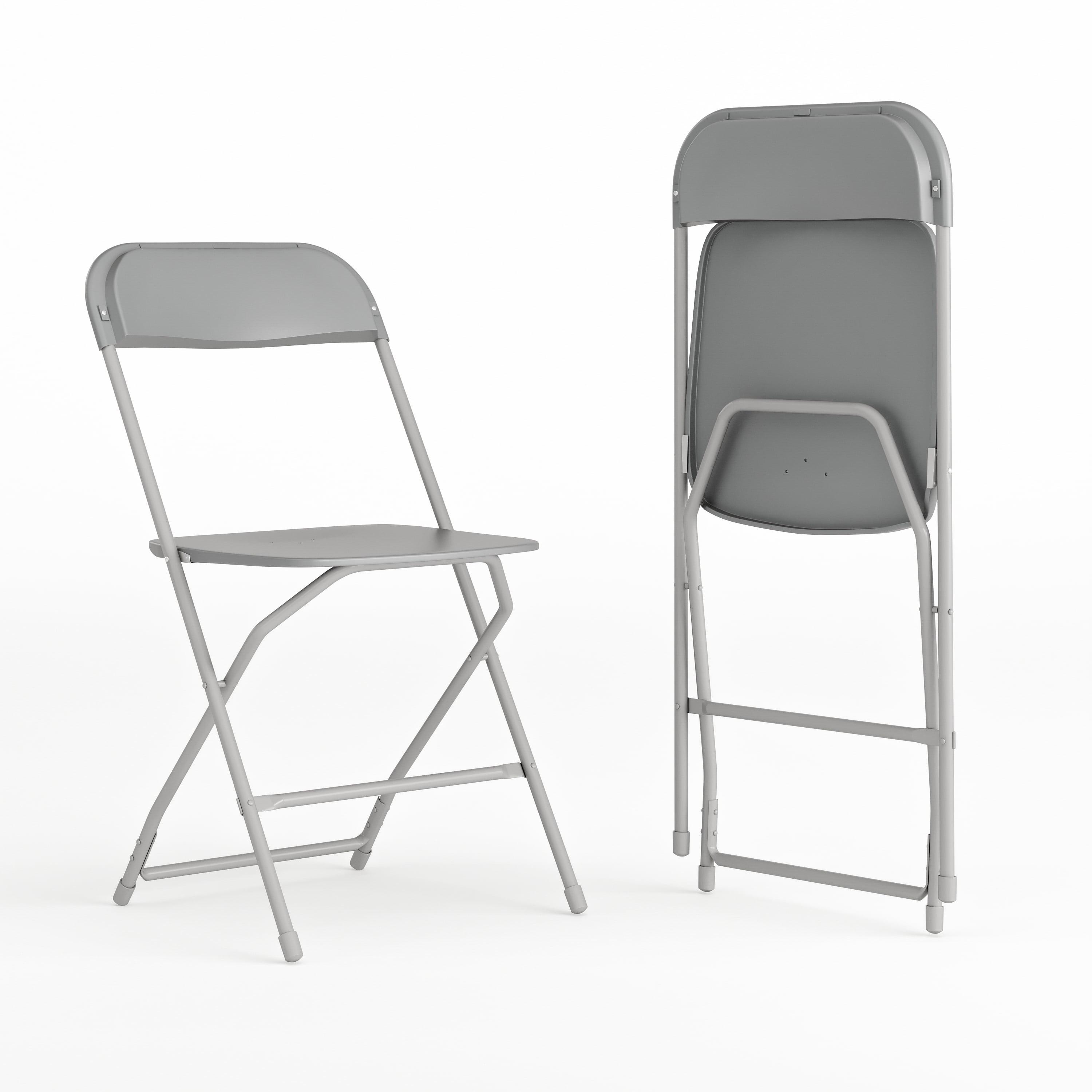 Gray Metal Armless Folding Chairs - Set of 2