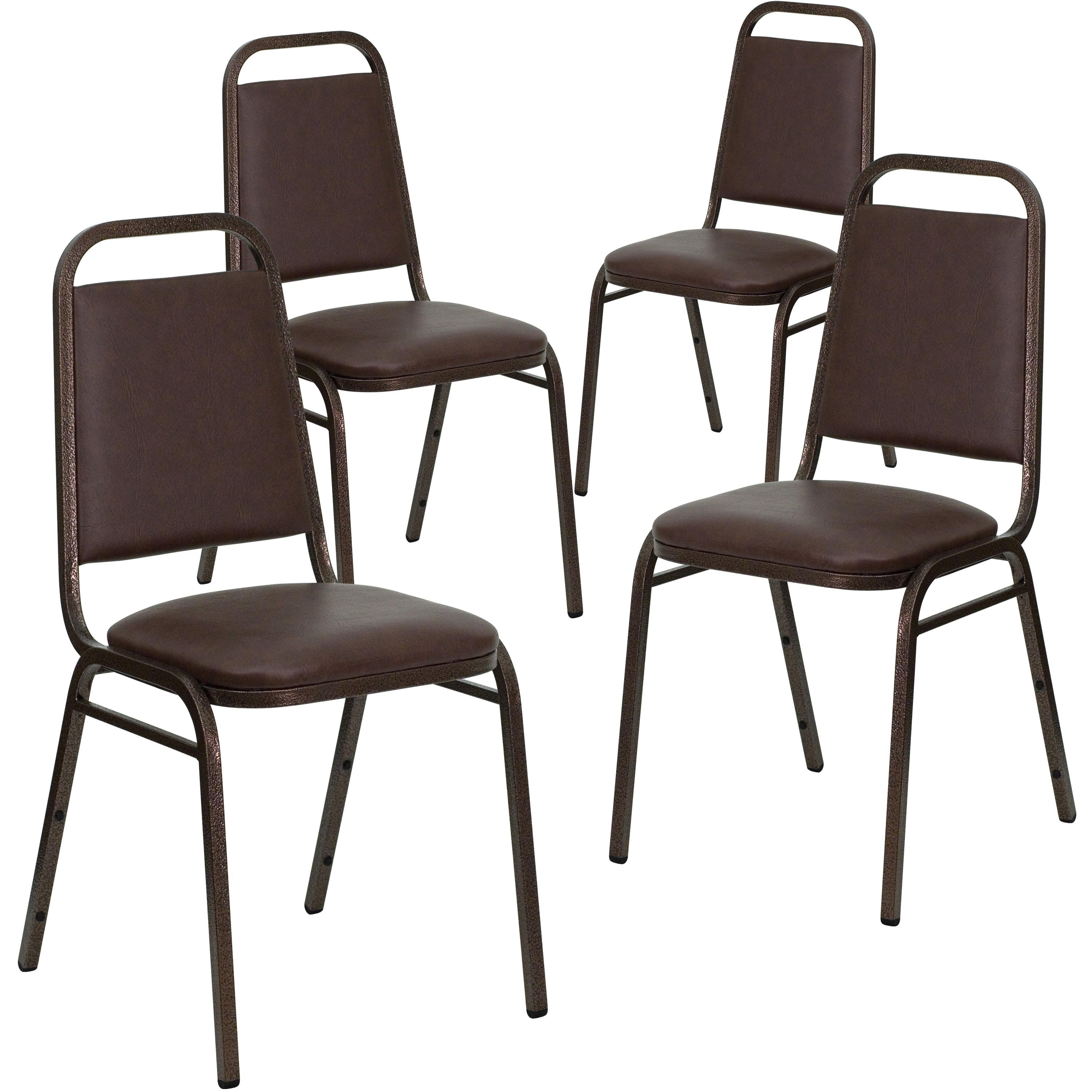 Brown Vinyl Stacking Banquet Chair with Copper Frame