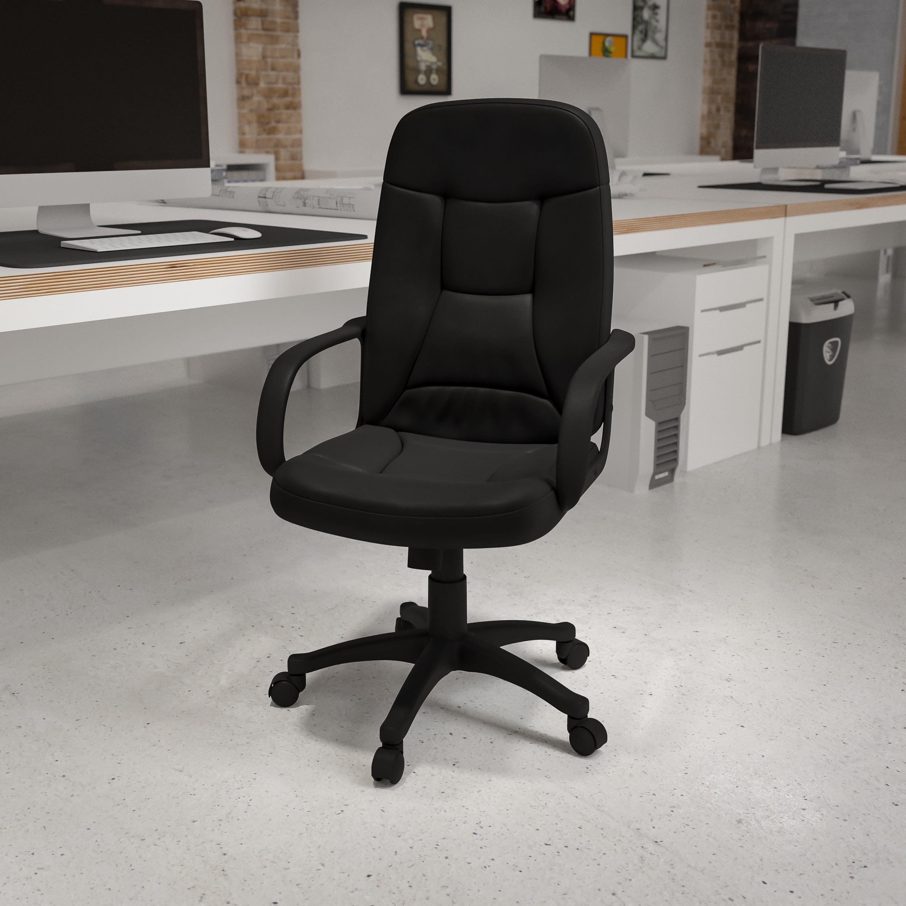 Holly High-Back Black Vinyl 360° Swivel Executive Office Chair