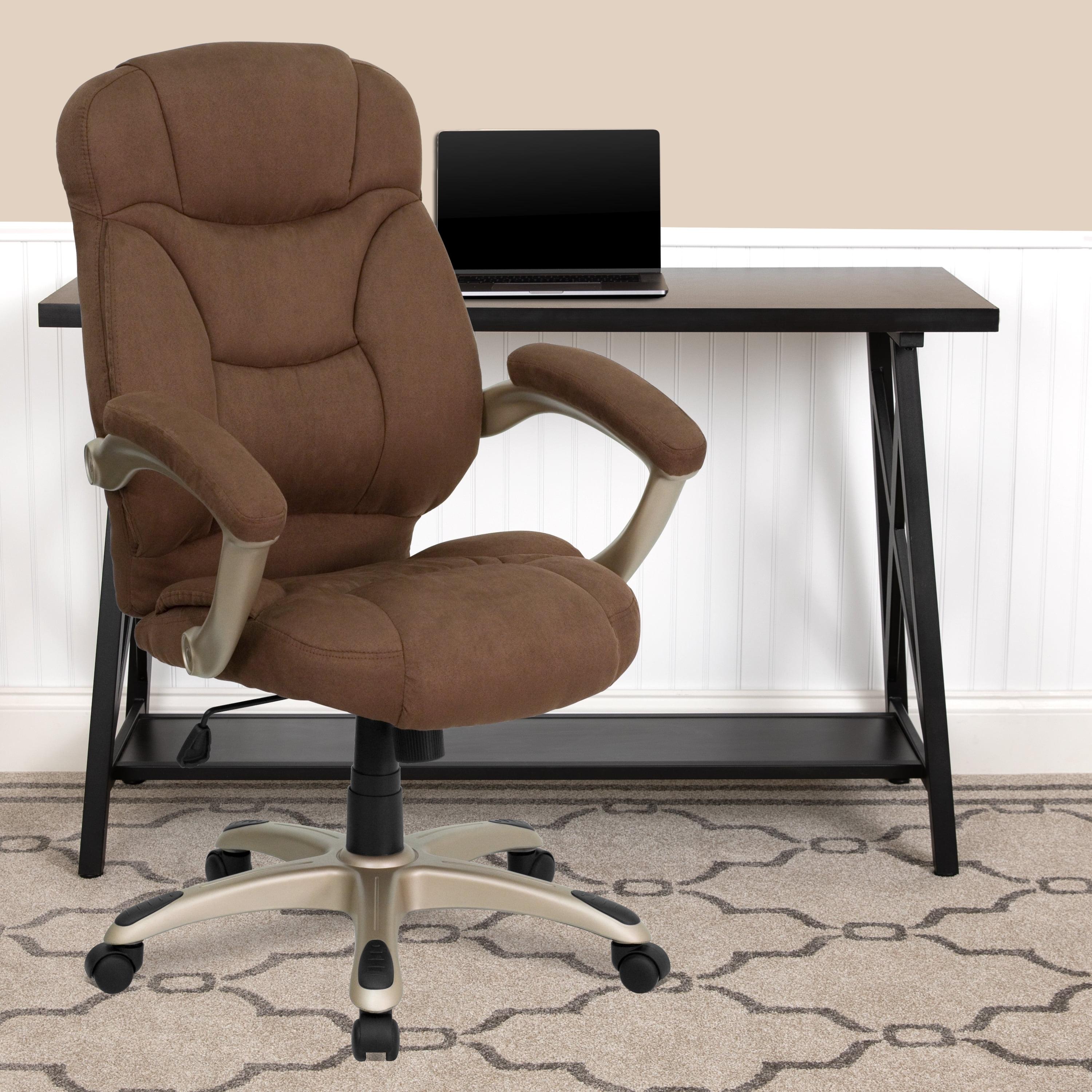Elegant Brown Microfiber High-Back Executive Swivel Chair with Metal Base