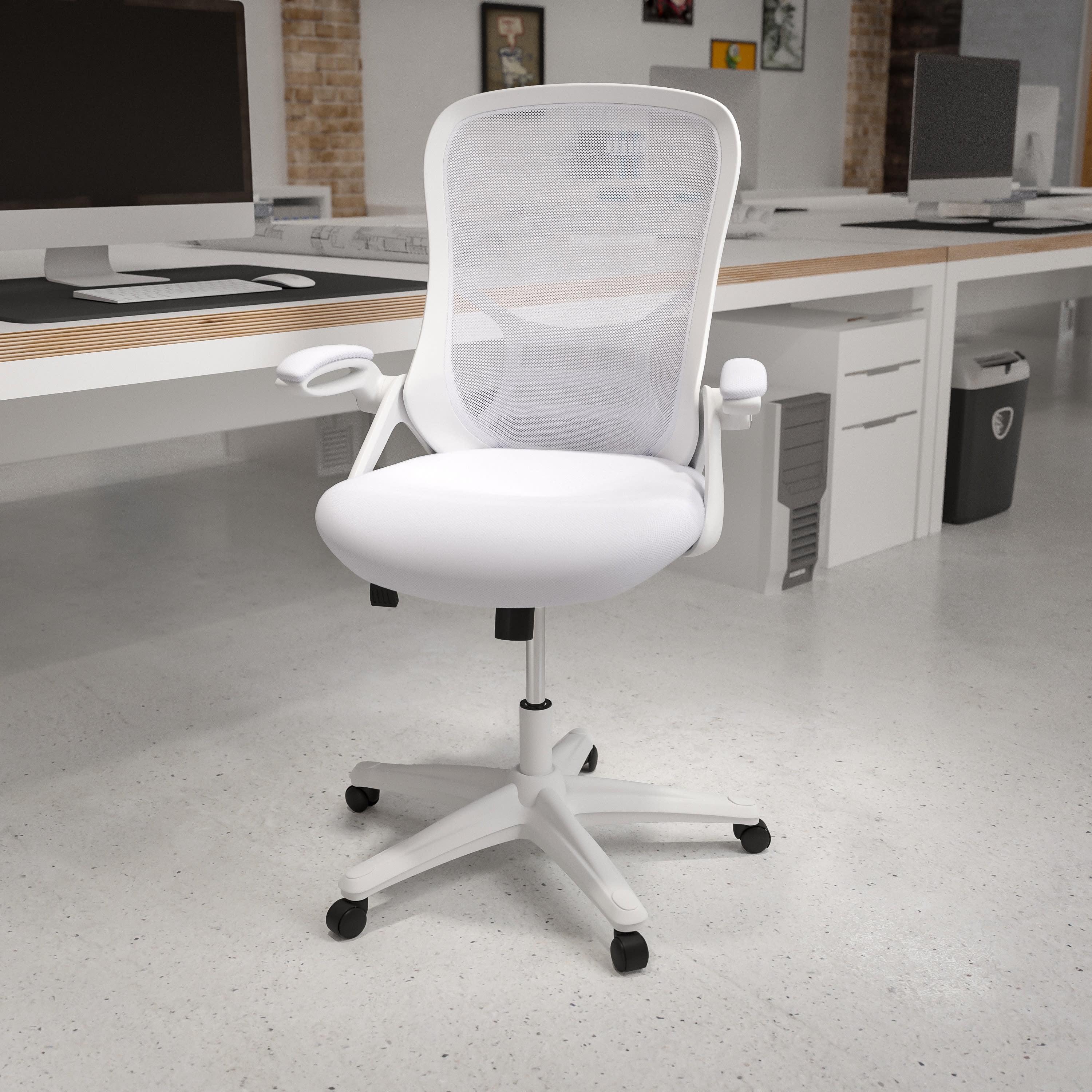 White High-Back Ergonomic Mesh Swivel Office Chair with Adjustable Arms