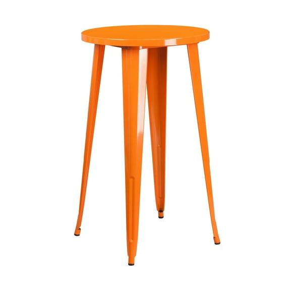Flash Furniture Commercial Grade 24" Round Orange Metal Indoor-Outdoor Bar Height Table