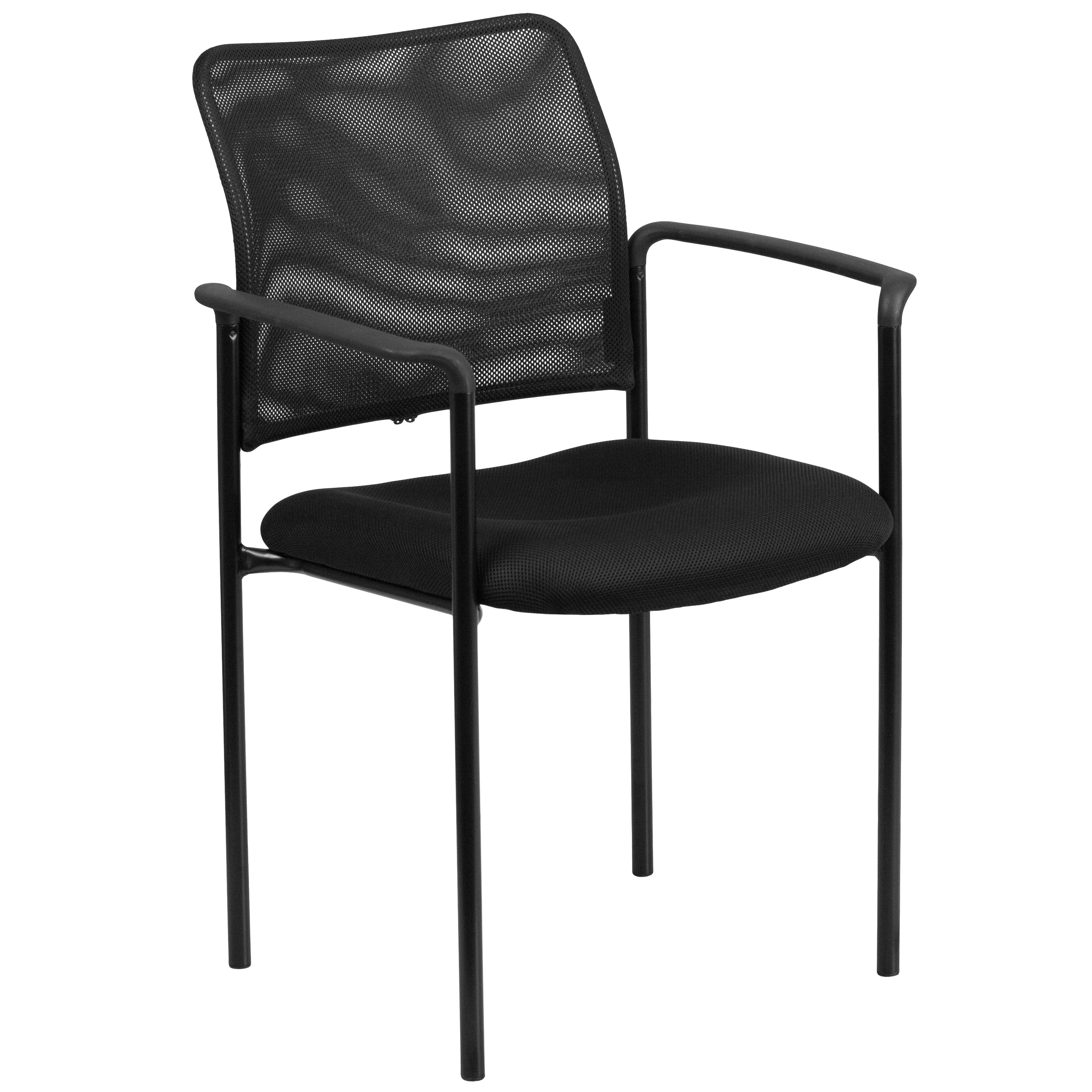 Black Mesh Stackable Steel Visitor Chair with Arms