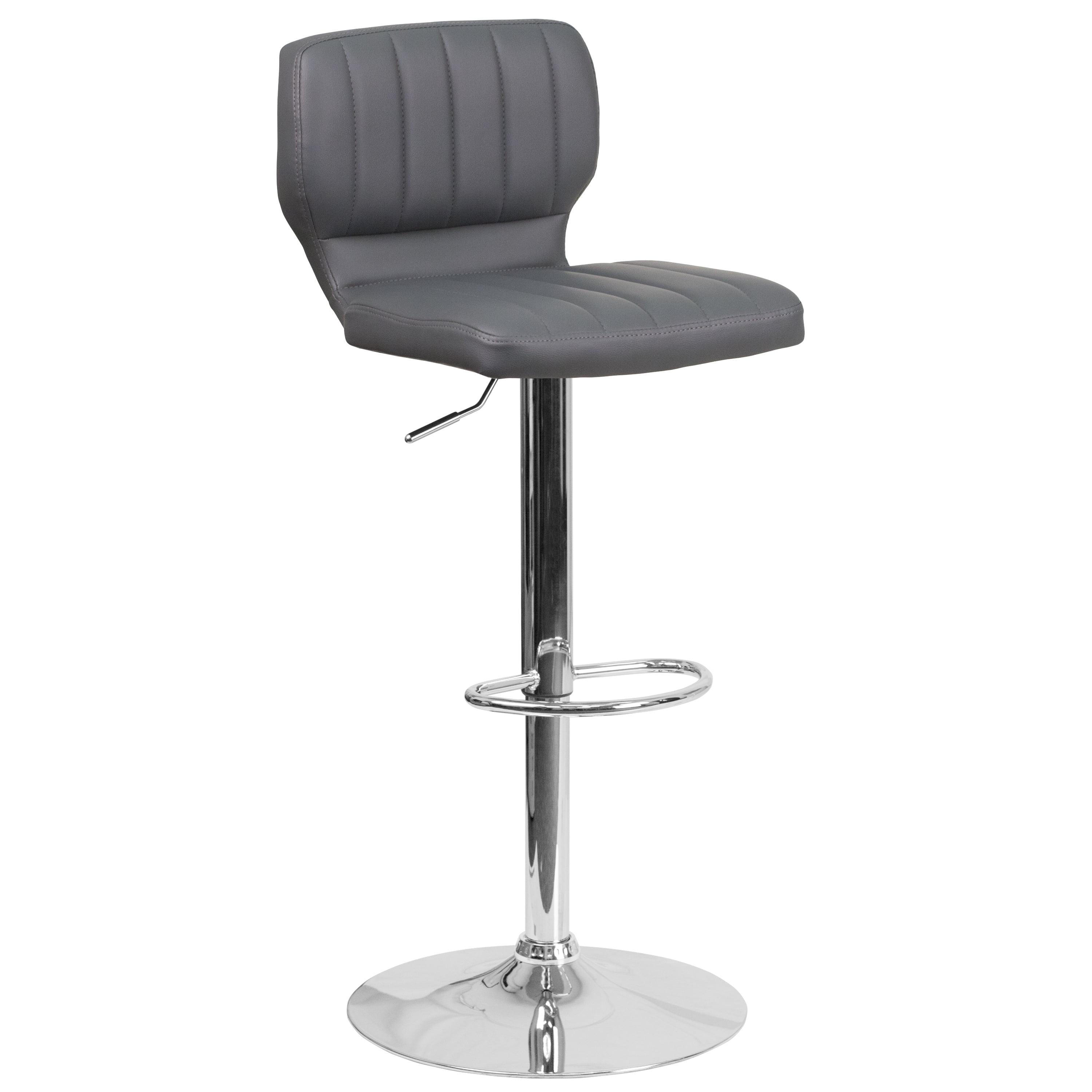 Elevate Gray Vinyl and Chrome Adjustable Swivel Barstool