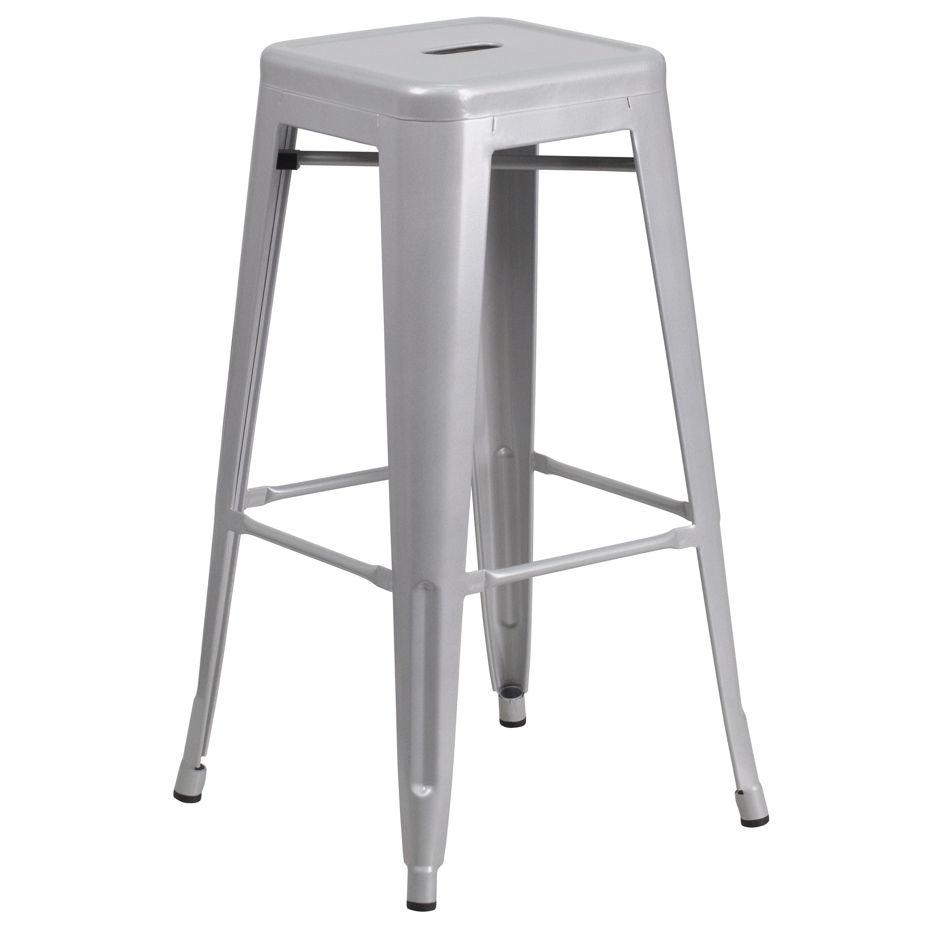 Flash Furniture Commercial Grade 30" High Backless Metal Indoor-Outdoor Barstool with Square Seat